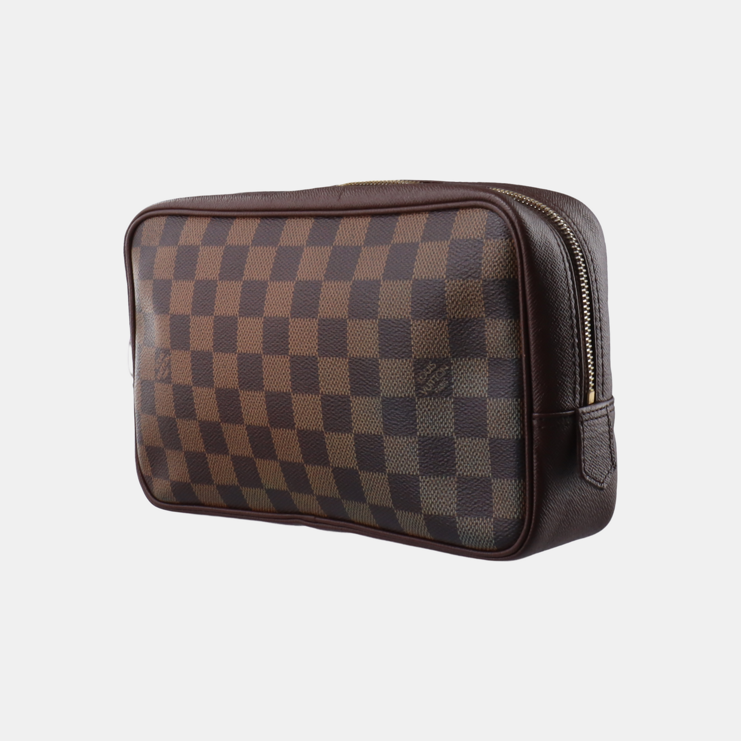 LOUIS VUITTON DAMIER EBENE Large size Brown Coated Canvas Checkered Handbag Golden hardware-(SKU)-930402933