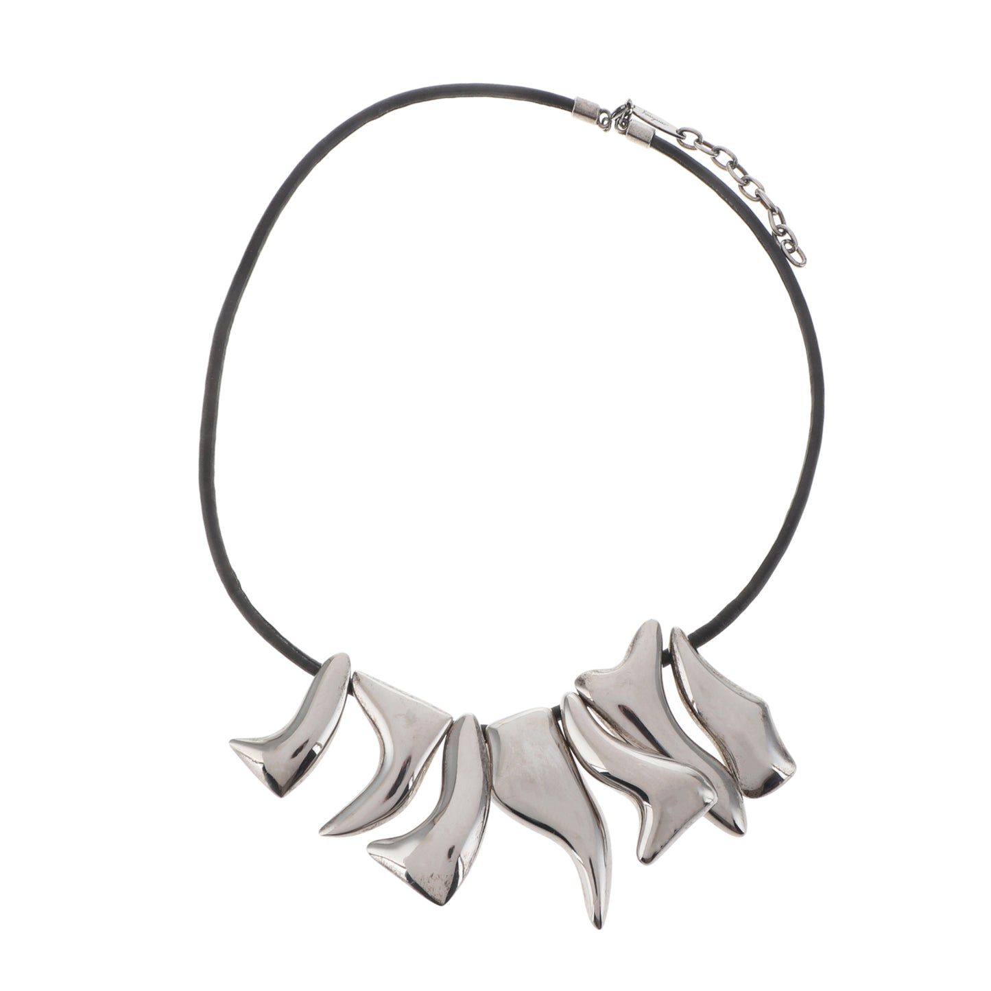 FERRAGAMO Silver Leather Alloy Necklace Length44cm-(SKU)-940395883