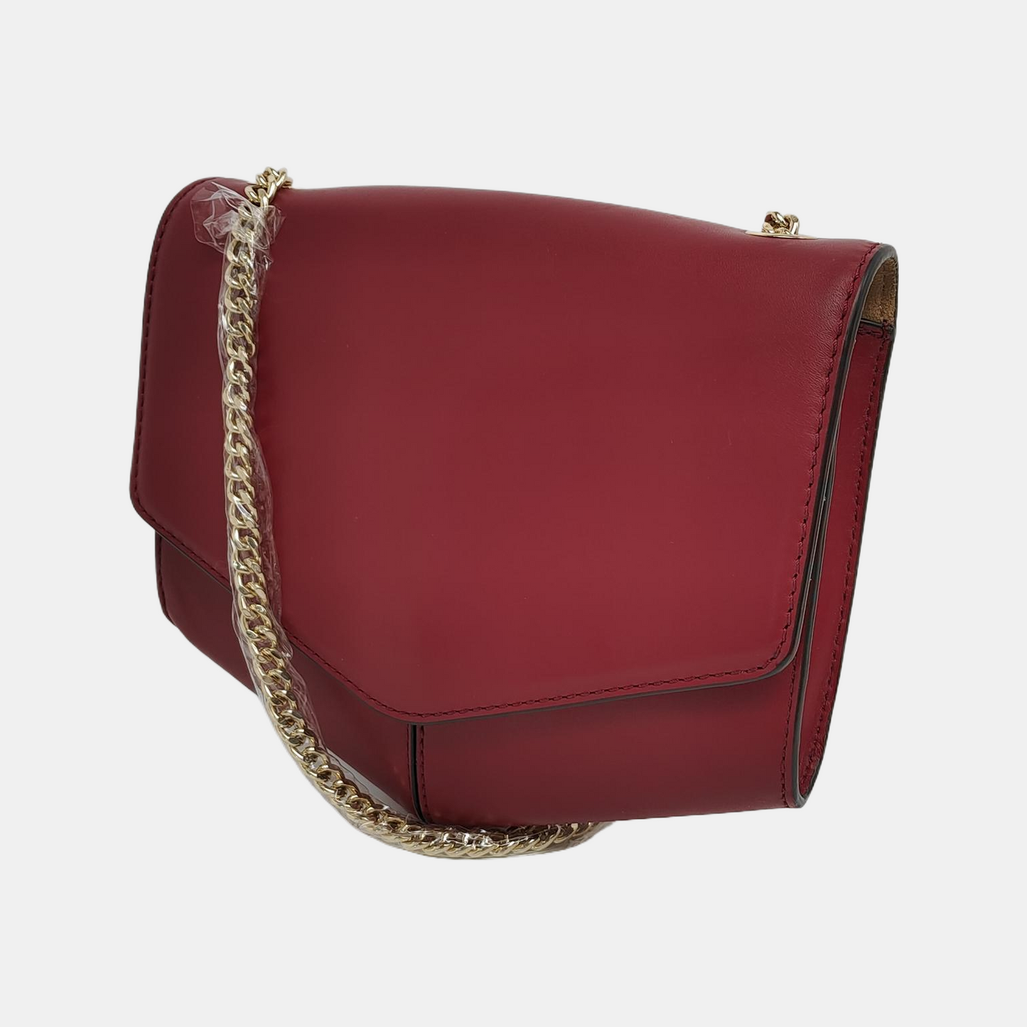 SANDRO Burgundy Cowhide Single Shoulder Bag Crossbody Bag Golden hardware-(SKU)-12943107