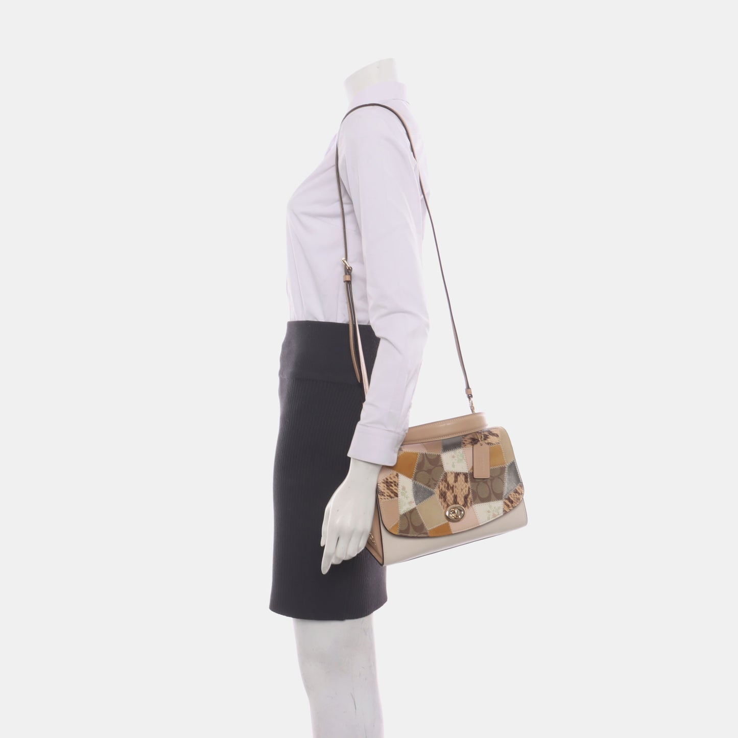 COACH Multicolor Leather Monogrammed Printed Single Shoulder Bag Tote Bag Crossbody Golden hardware Removable shoulder strap-(SKU)-930891053