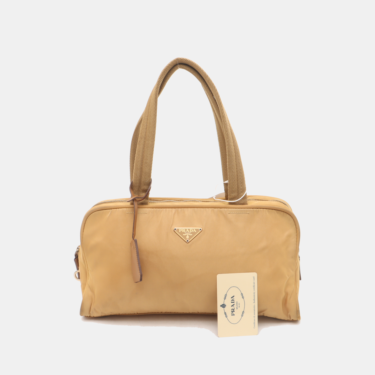 PRADA Tote bag Khaki Leather Logo Handbag Golden hardware-(SKU)-937766784