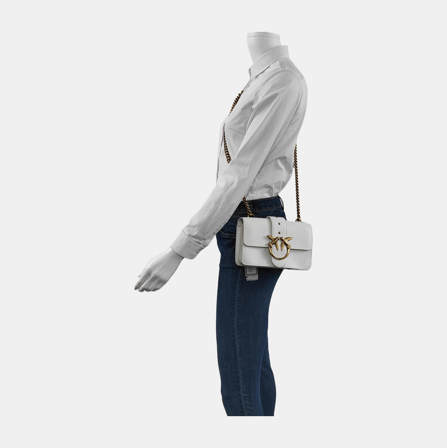 PINKO mini White Cowhide Studs Crossbody Bag Shoulder Bag Golden hardware-(SKU)-944690837