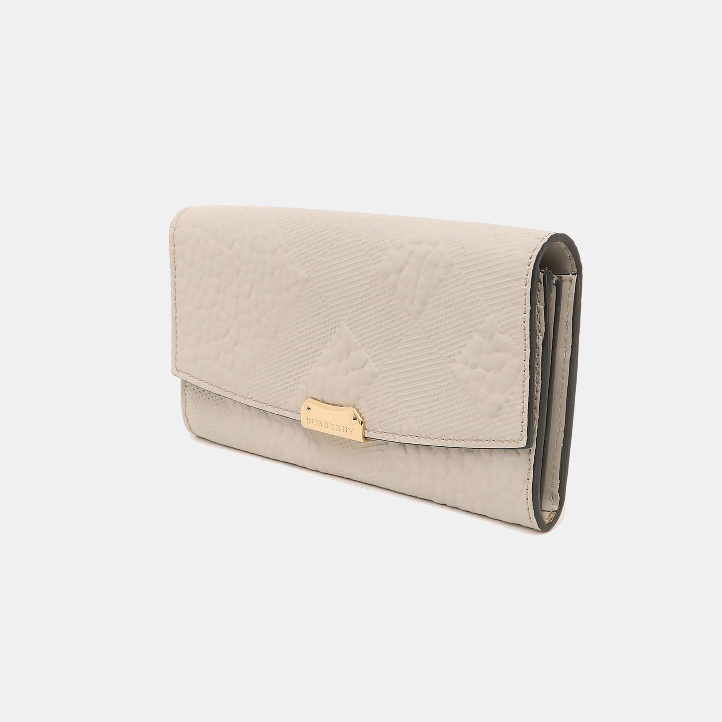 BURBERRY Langley Gray Cowhide Embossed Wallet Golden hardware-(SKU)-14390190