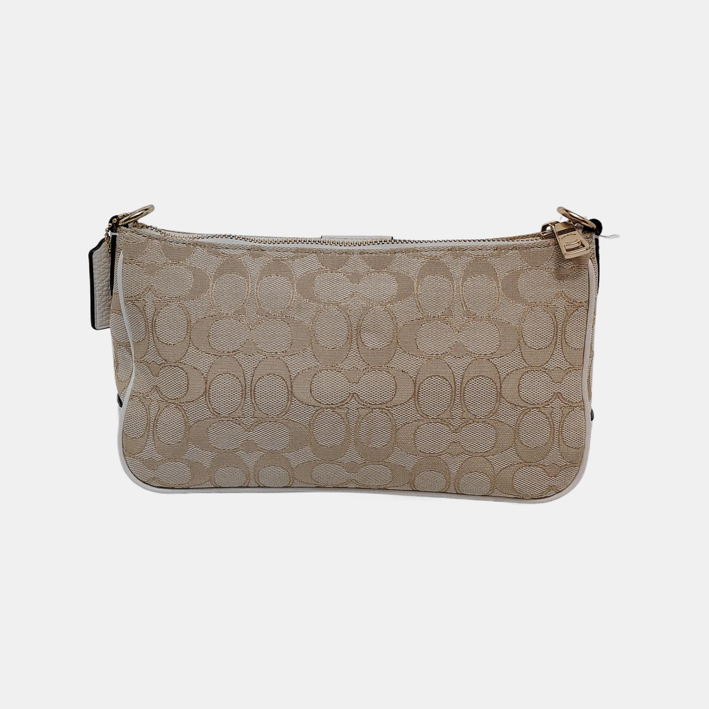 COACH Beige Canvas Monogrammed Crossbody Bag Shoulder Bag Golden hardware Removable shoulder strap-(SKU)-940143188