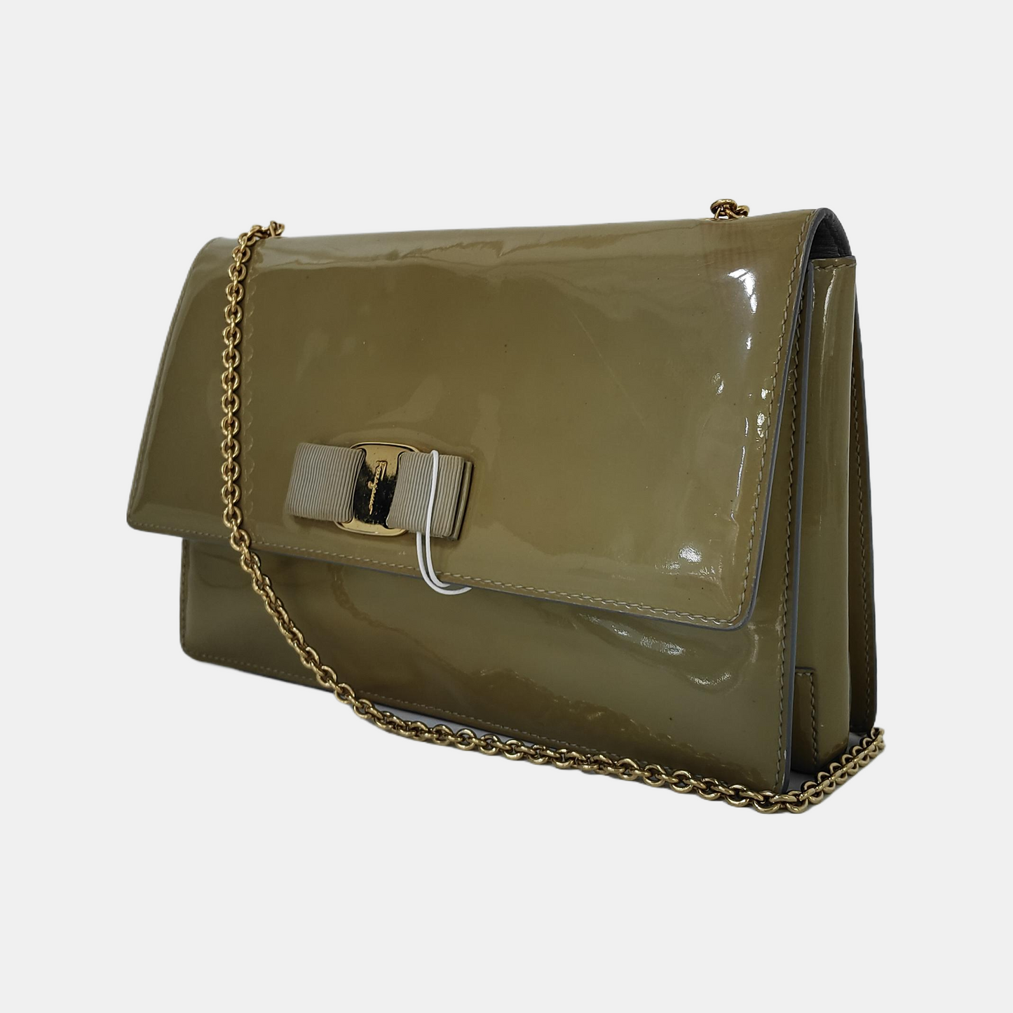 FERRAGAMO Ginny Green Cowhide Single Shoulder Bag Crossbody Golden hardware-(SKU)-942638146