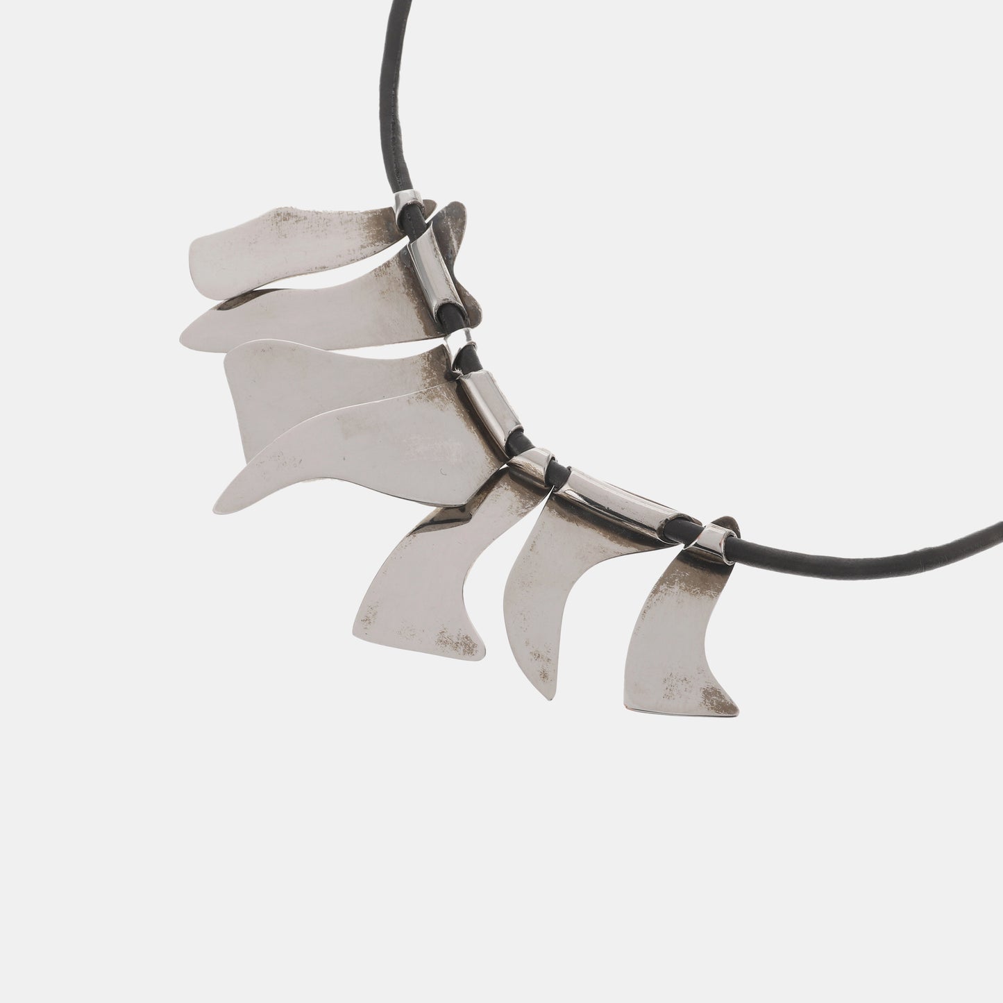 FERRAGAMO Silver Leather Alloy Necklace Length44cm-(SKU)-940395883