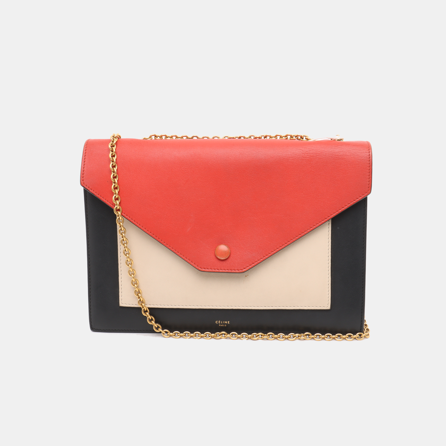 CELINE POCKET Multicolor Leather Single Shoulder Bag Crossbody Bag Golden hardware-(SKU)-939620306