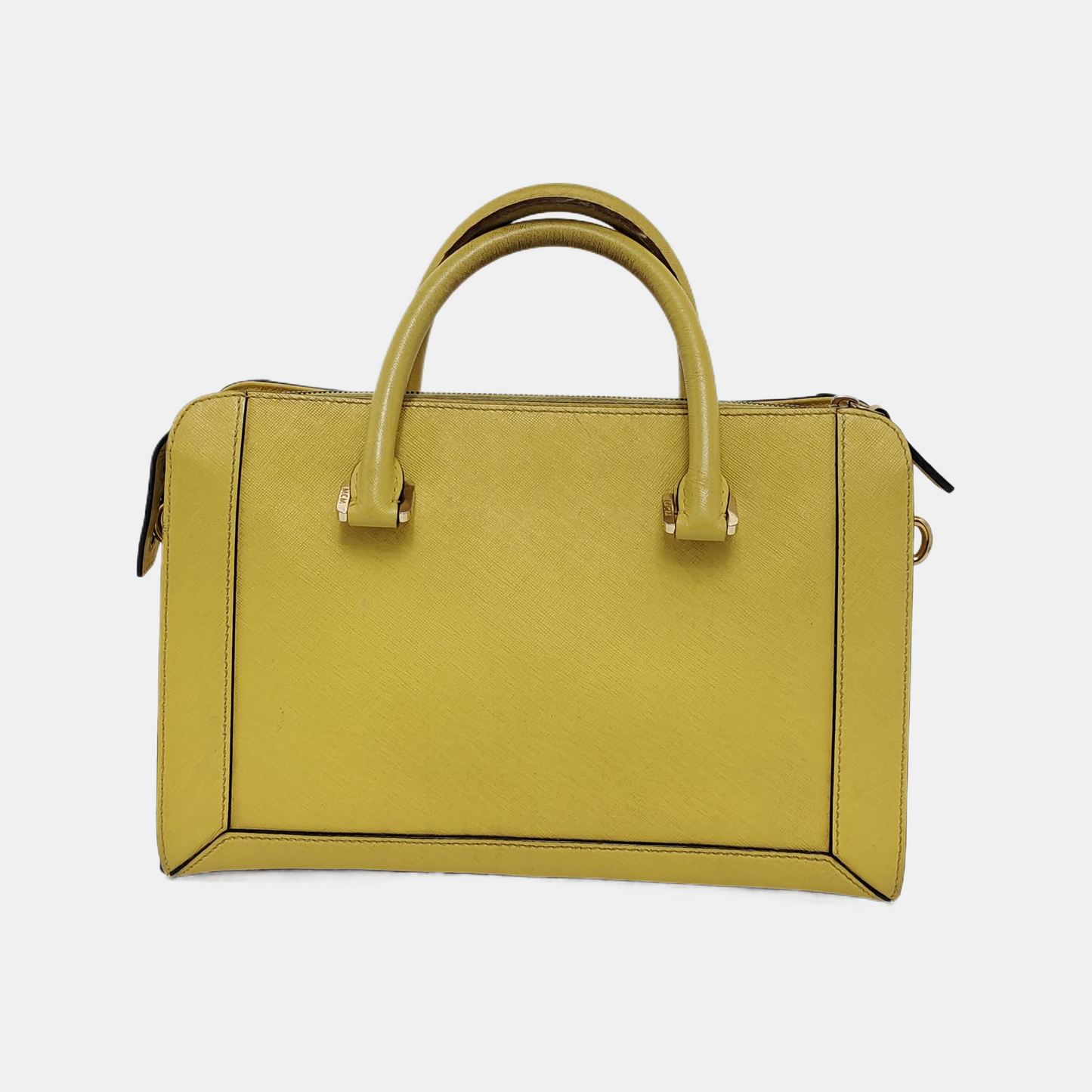 MCM NUOVO Yellow Leather Sling Shoulder Bag Golden hardware Removable shoulder strap-(SKU)-940313912