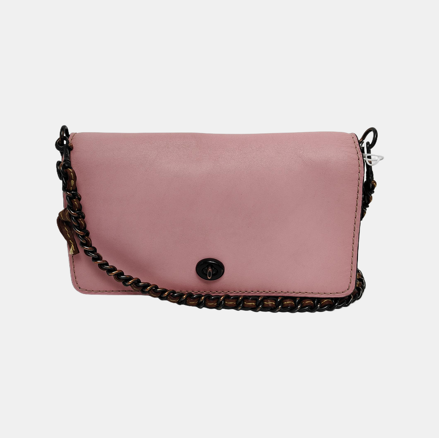 COACH DINKY Pink Cowhide Sling Bag Single Shoulder Bag Black hardware Removable shoulder strap-(SKU)-942643126
