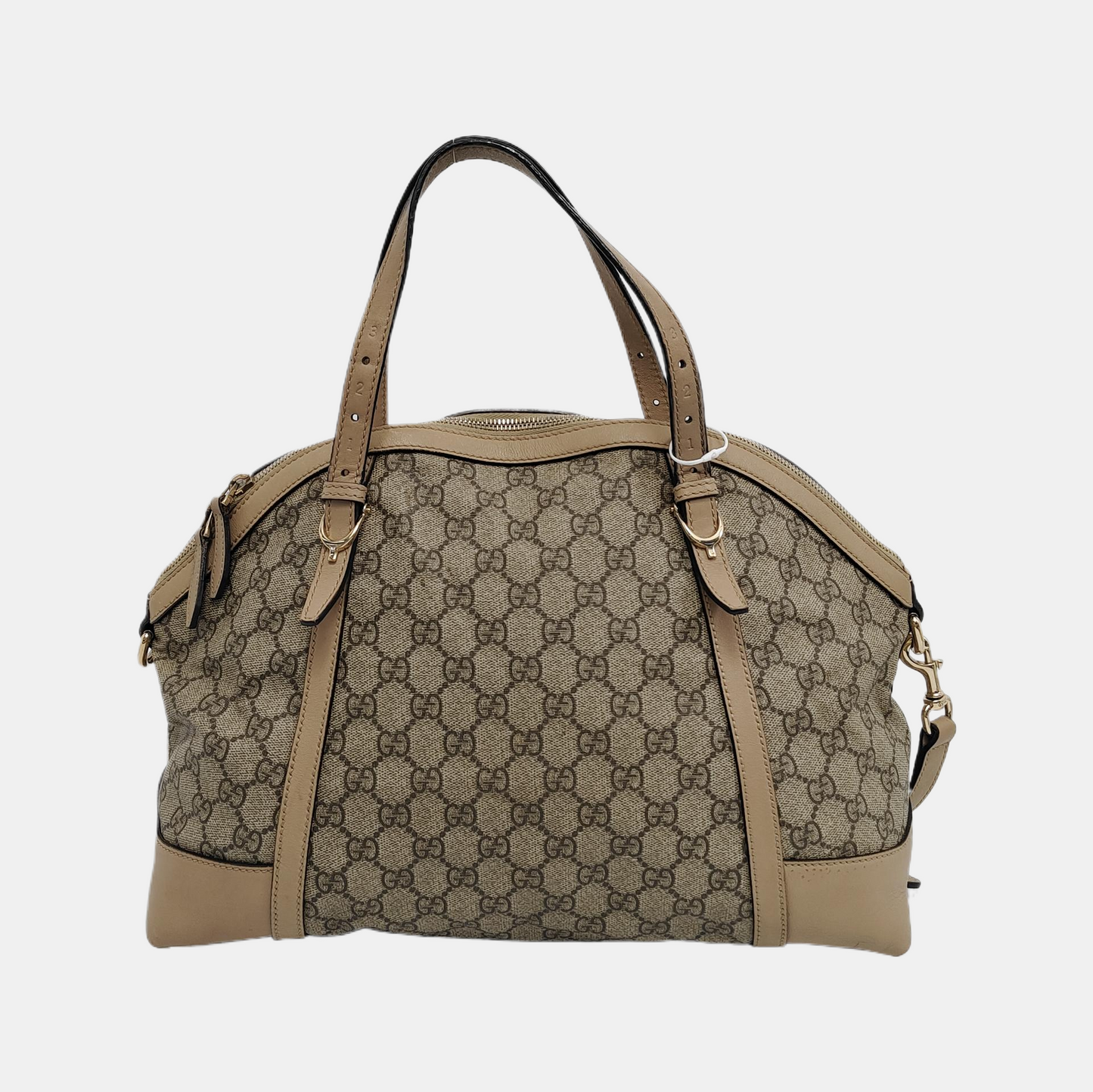 GUCCI GG Supreme Khaki Coated Canvas Monogrammed Single Shoulder Bag Tote Golden hardware Removable shoulder strap-(SKU)-944985050