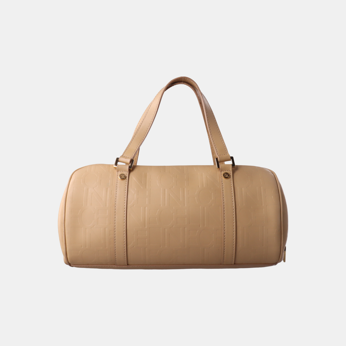 CELINE Beige Leather Embossed Handbag Golden hardware-(SKU)-14139543