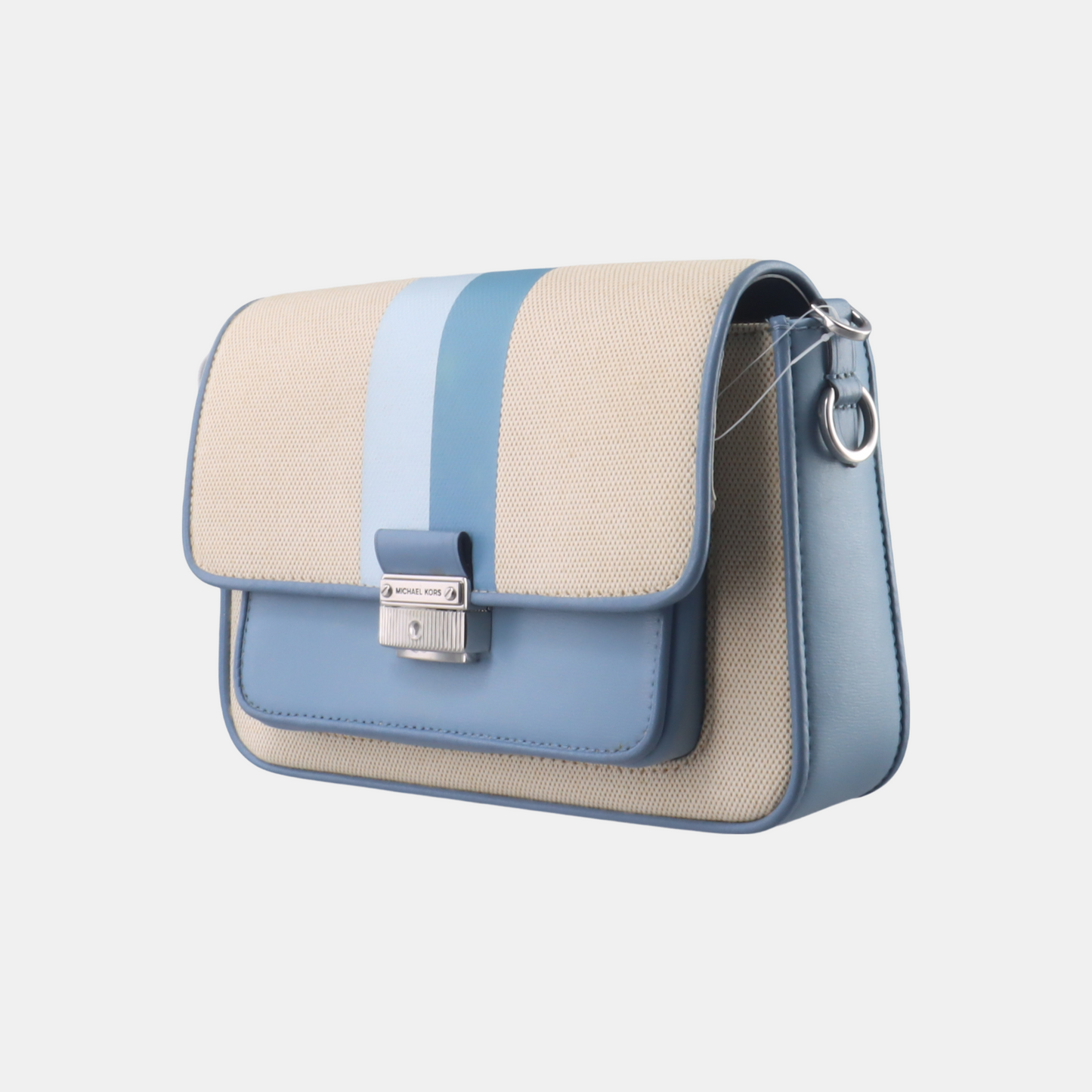 MICHAEL KORS White Canvas Single Shoulder Bag Handbag Silver Hardware shoulder straps-(SKU)-936597346
