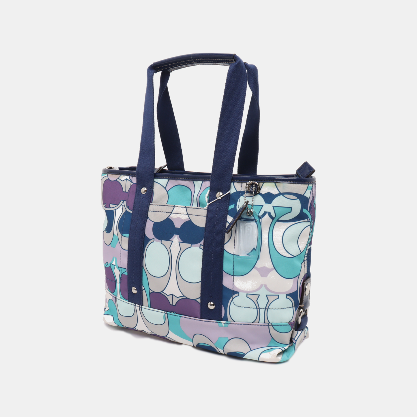 COACH Tote bag Multicolor Nylon Printed Studs Shoulder Bag Handbag Silver Hardware Removable shoulder strap-(SKU)-939946871