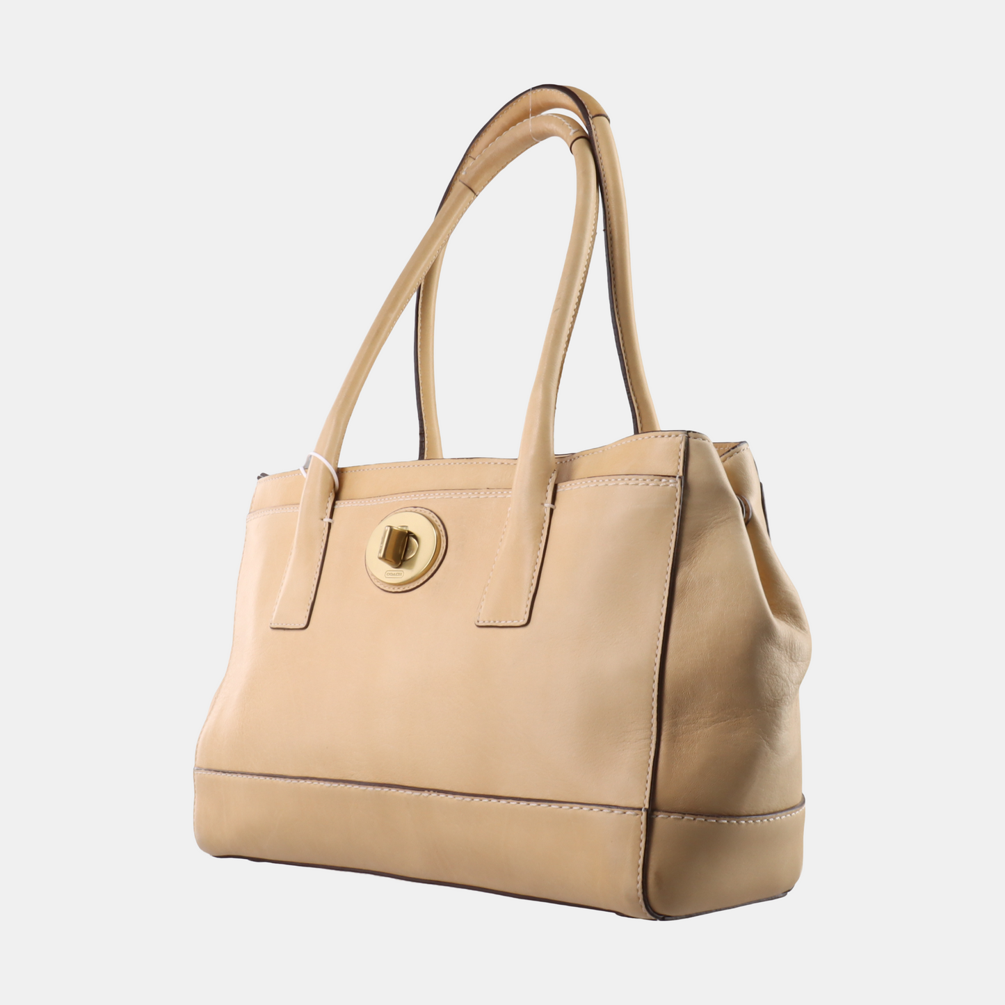 COACH Tote bag Khaki Leather Single Shoulder Bag and Handbag Golden hardware-(SKU)-933061501