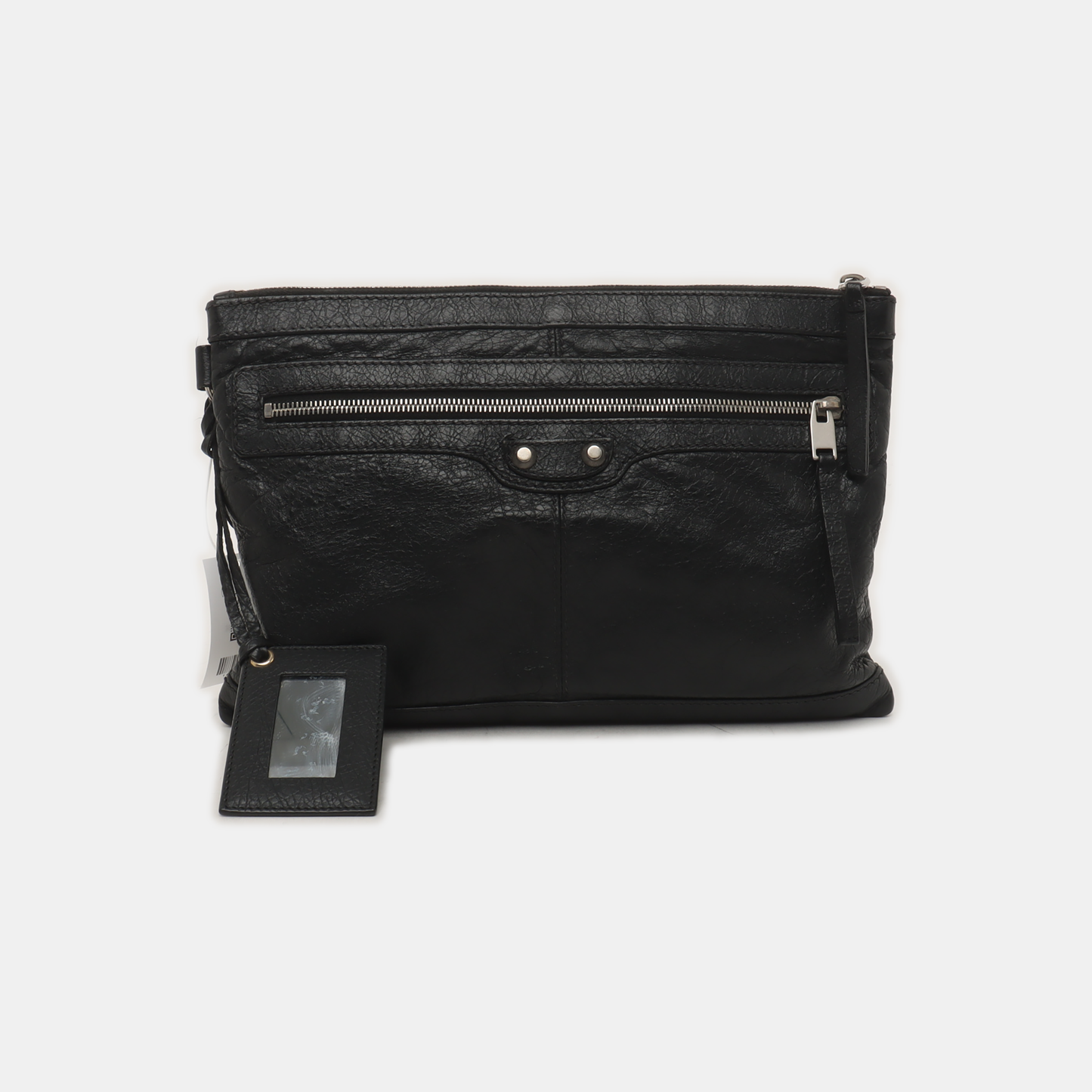 BALENCIAGA Classic City Black Lamb Skin Clutch Silver Hardware-(SKU)-935635471