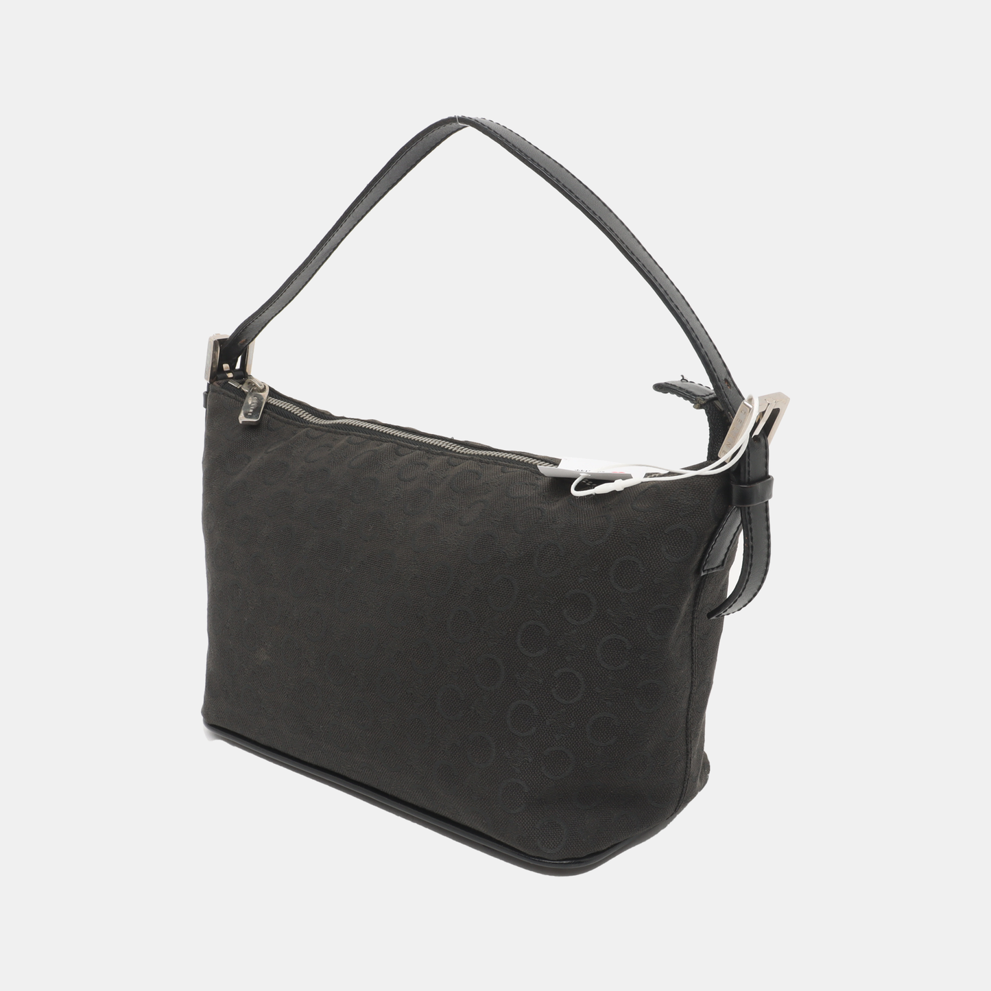 CELINE Black Fabric Triumph Handbag Single Shoulder Bag Silver Hardware Removable shoulder strap-(SKU)-934885209