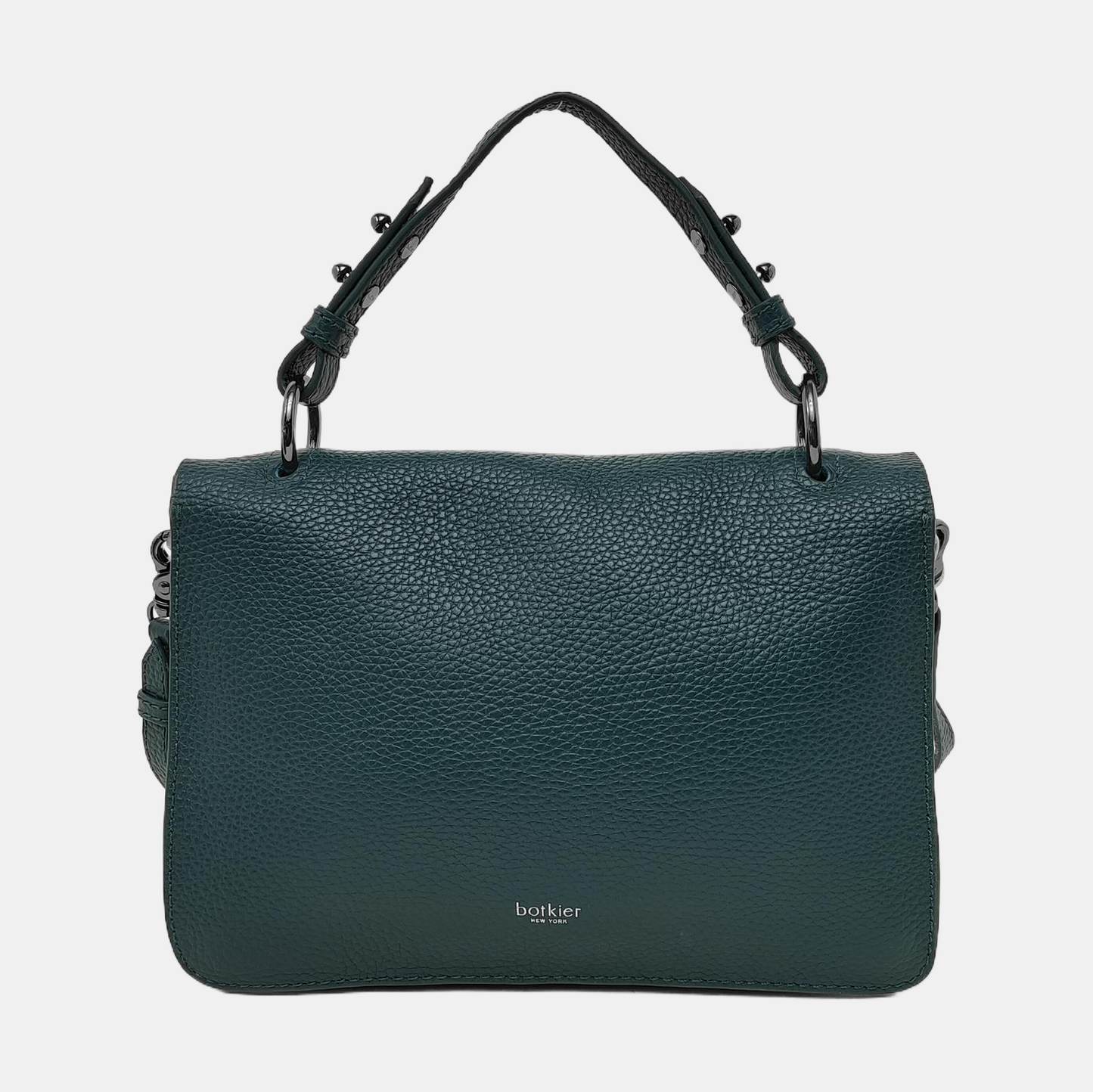 Botkier Dark Green Leather Single Shoulder Bag Handbag Crossbody Silver Hardware shoulder straps-(SKU)-942034338