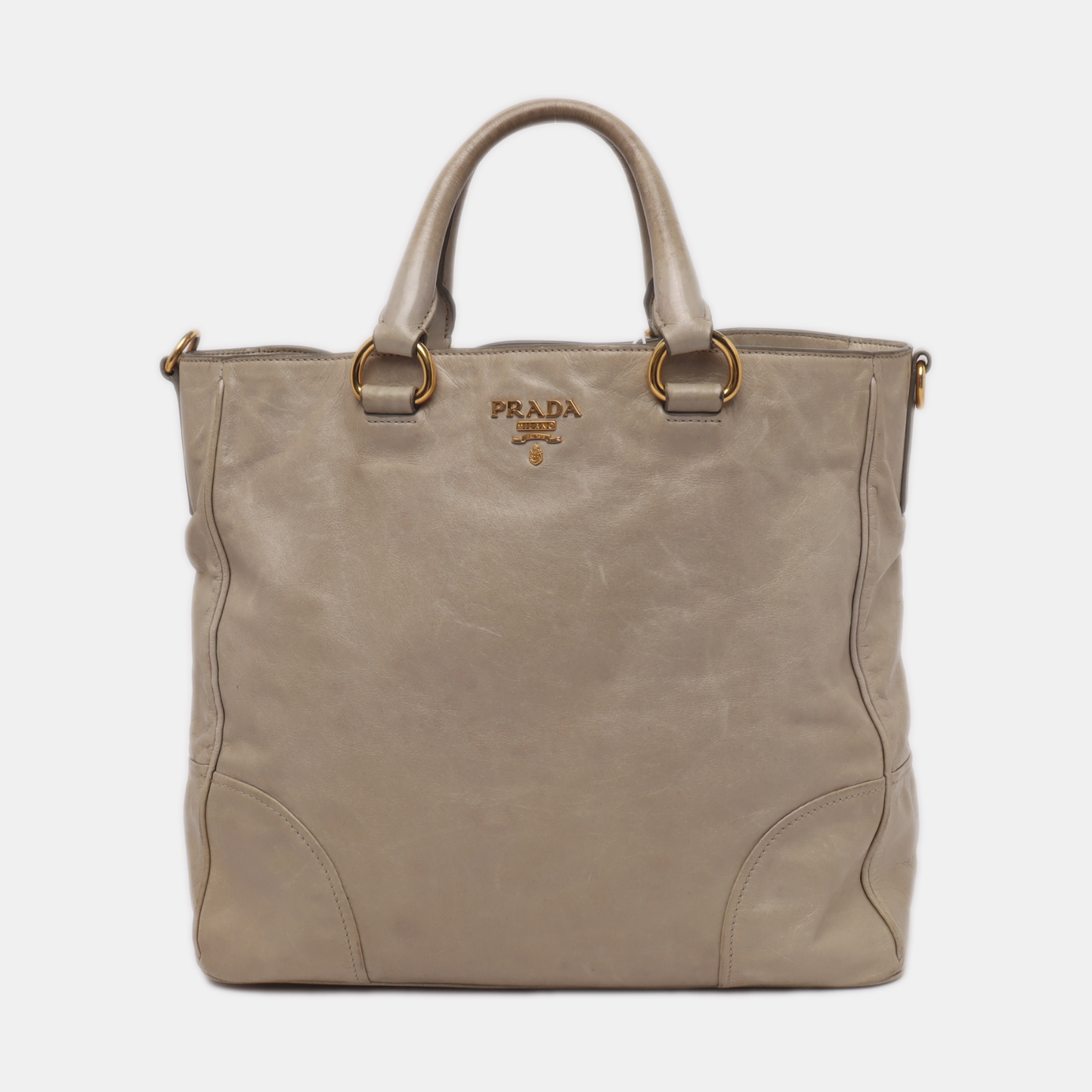 PRADA Green Cowhide Handbag Shoulder Bag Golden hardware-(SKU)-13786138