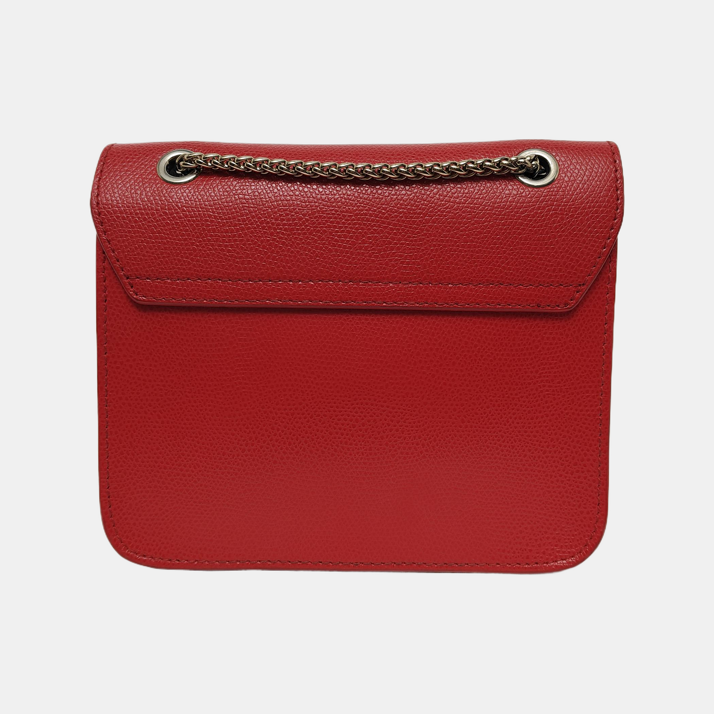 FURLA Red Leather Rivets Shoulder Bag Crossbody Bag Golden hardware-(SKU)-940159731