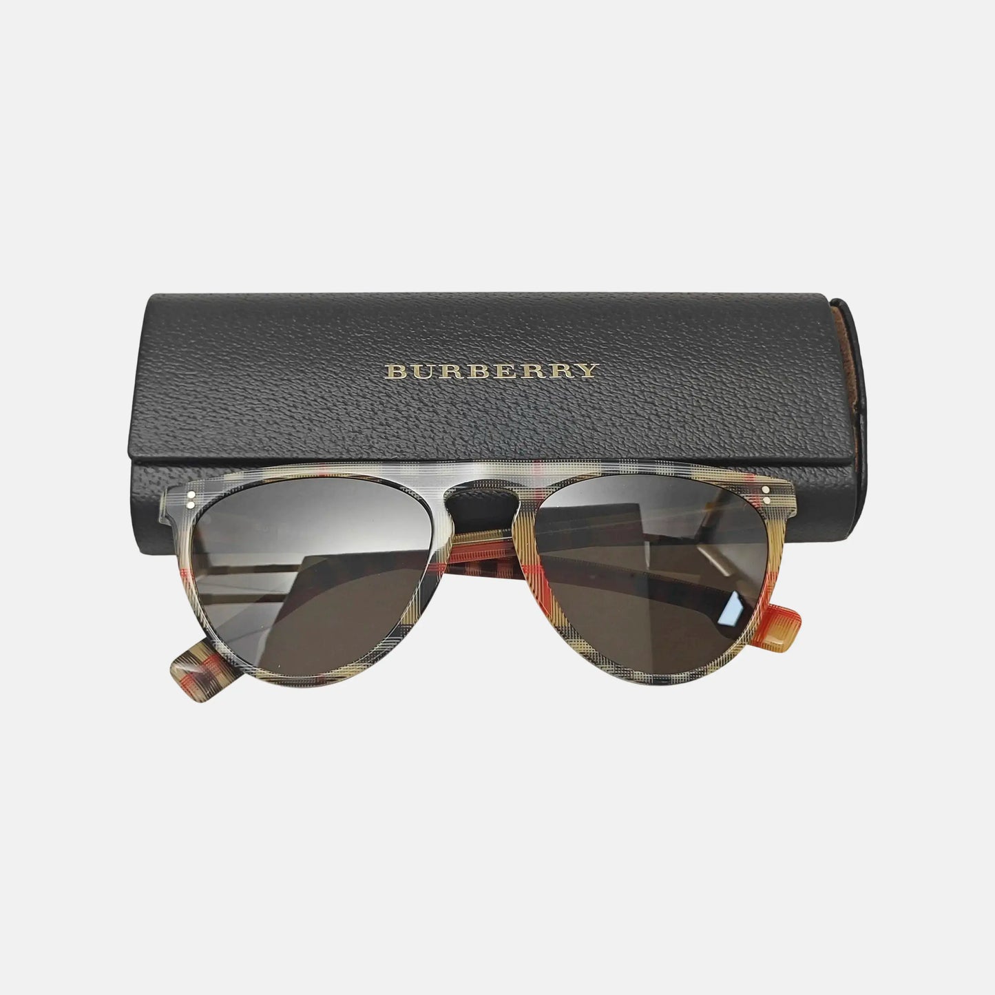 BURBERRY Black Round Synthetic Sunglasses-(SKU)-947986943