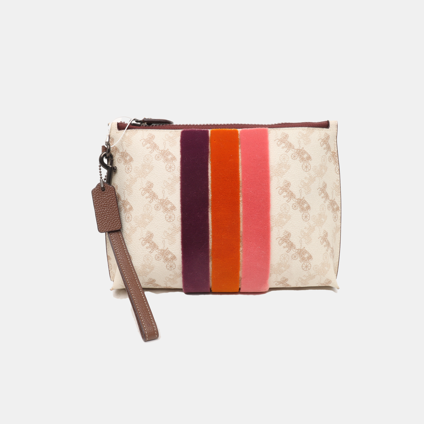 COACH White Coated Canvas Carriage Handbag Ruthenium color hardware-(SKU)-938171681