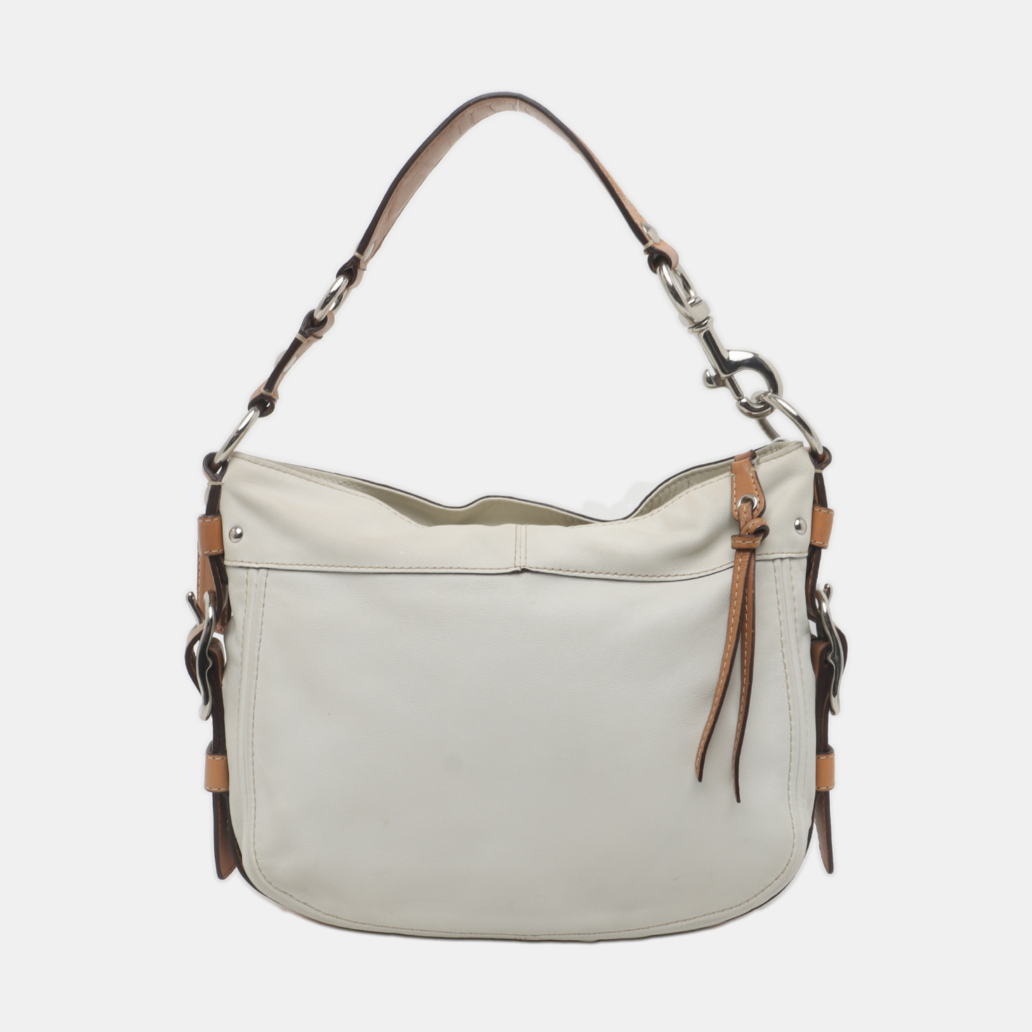 COACH White Leather Single Shoulder Bag Handbag Silver Hardware-(SKU)-935403278