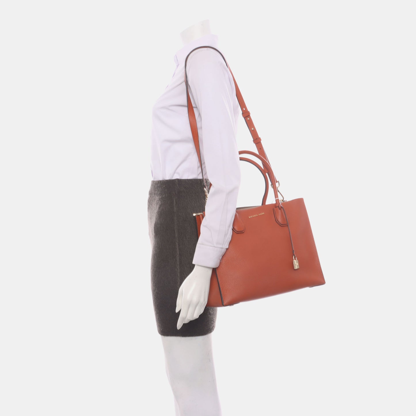 MICHAEL KORS Mercer Large size Orange Cowhide Single Shoulder Bag Crossbody Tote Golden hardware Removable shoulder strap-(SKU)-929074479