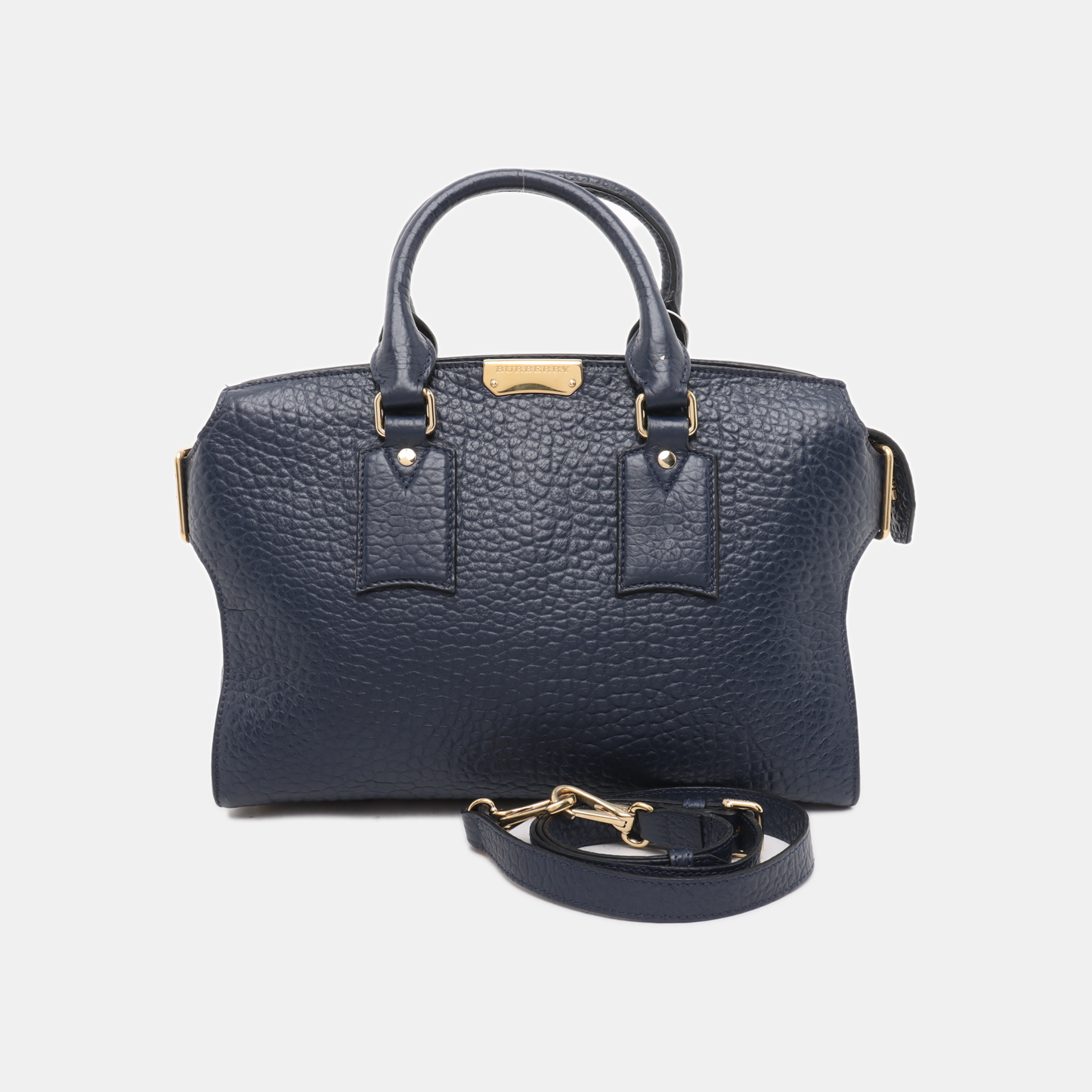 BURBERRY Gladstone Dark Blue Cowhide Single Shoulder Bag Handbag Golden hardware Removable shoulder strap-(SKU)-939605171