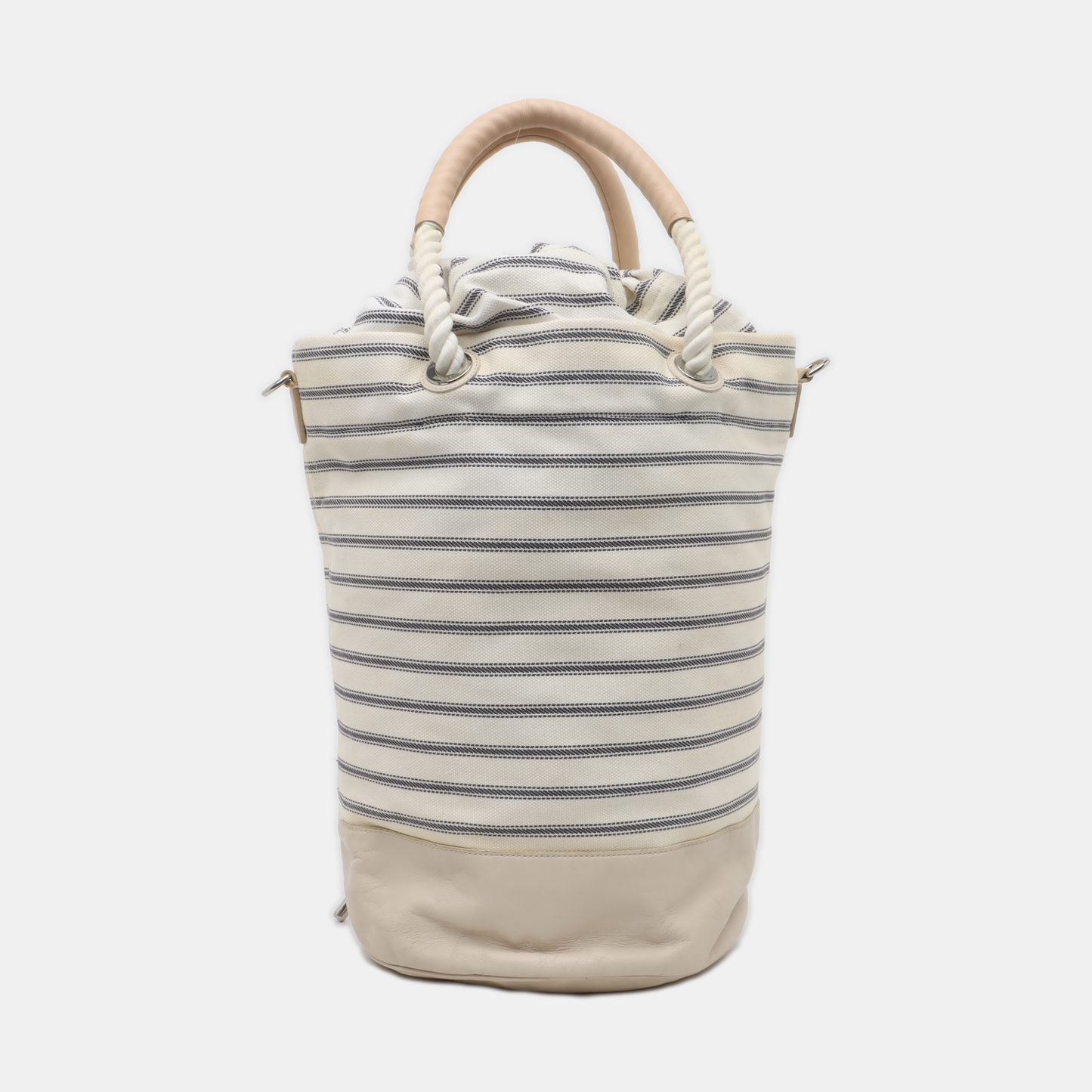 COACH Bucket bag White Canvas Jacquard Shoulder Bag Silver Hardware Removable shoulder strap-(SKU)-935660782