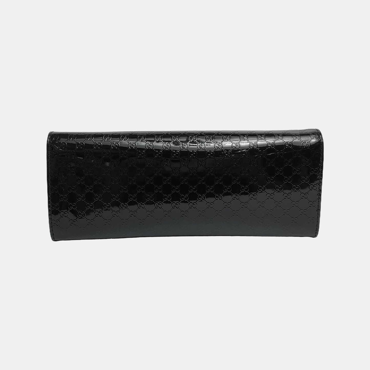 GUCCI Black Patent Leather Monogrammed Woven Handbag Golden hardware-(SKU)-940157438