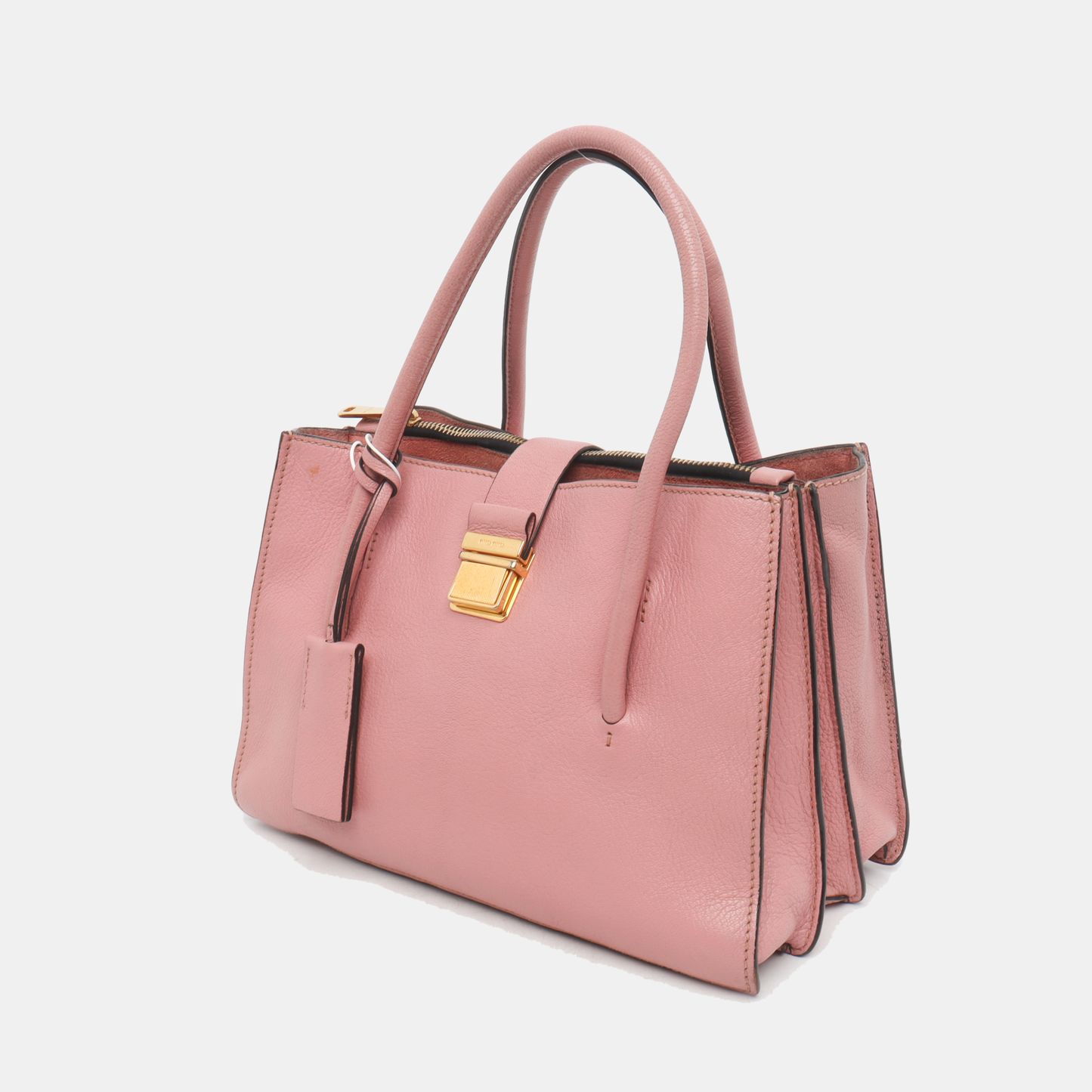 Miu Miu Pink Cowhide Sling Bag Tote Bag Golden hardware Removable shoulder strap-(SKU)-930663489