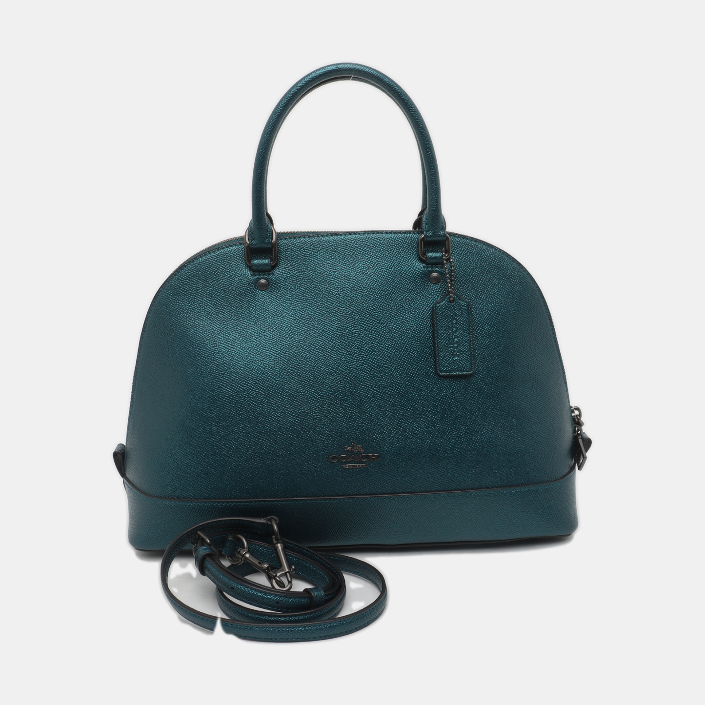 COACH SIERRA Green Leather Shoulder Bag Handbag Crossbody Ruthenium color hardware Removable shoulder strap-(SKU)-934772644