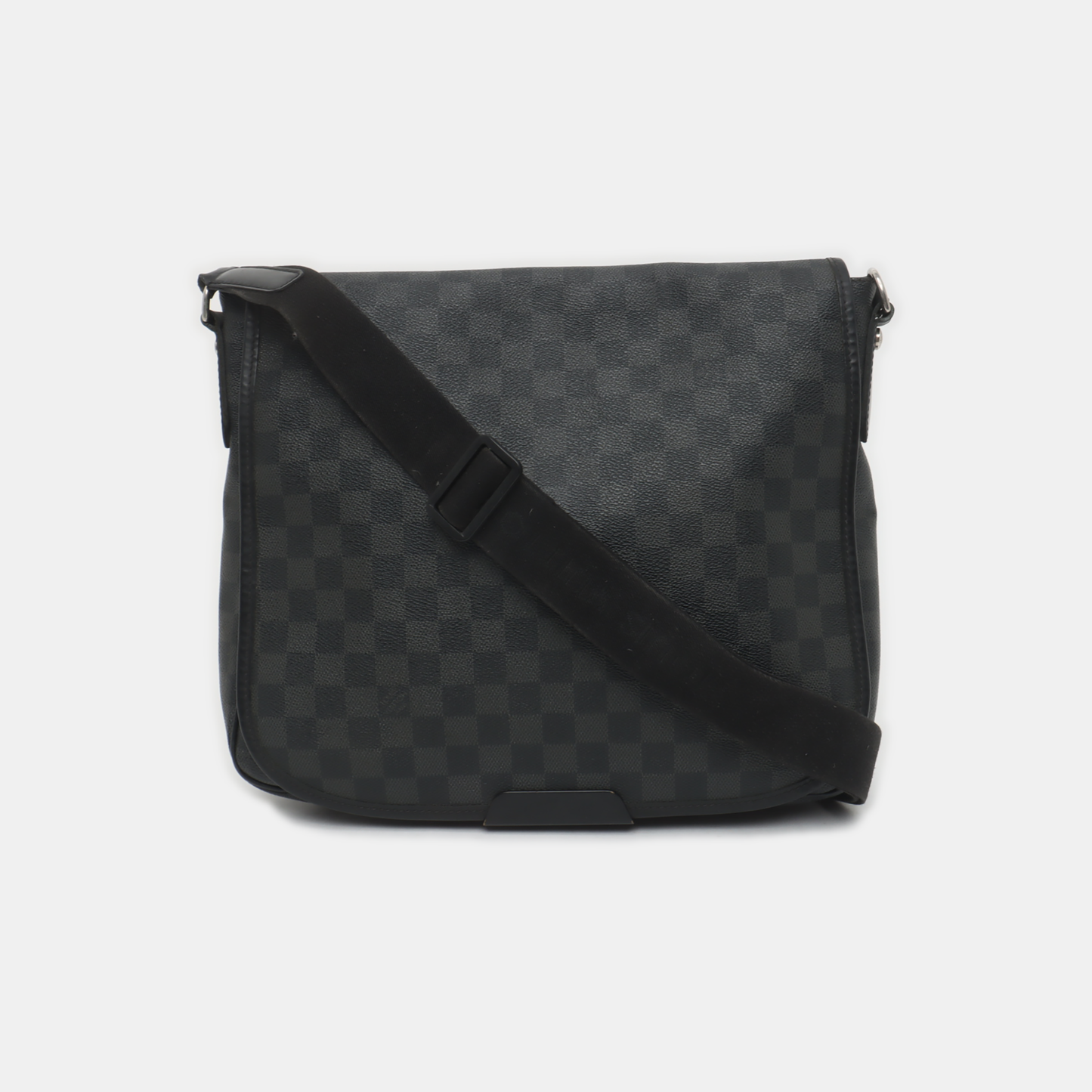LOUIS VUITTON DANIEL Gray Coated Canvas Checkerboard Single Shoulder Bag Crossbody Bag Silver Hardware-(SKU)-938485828