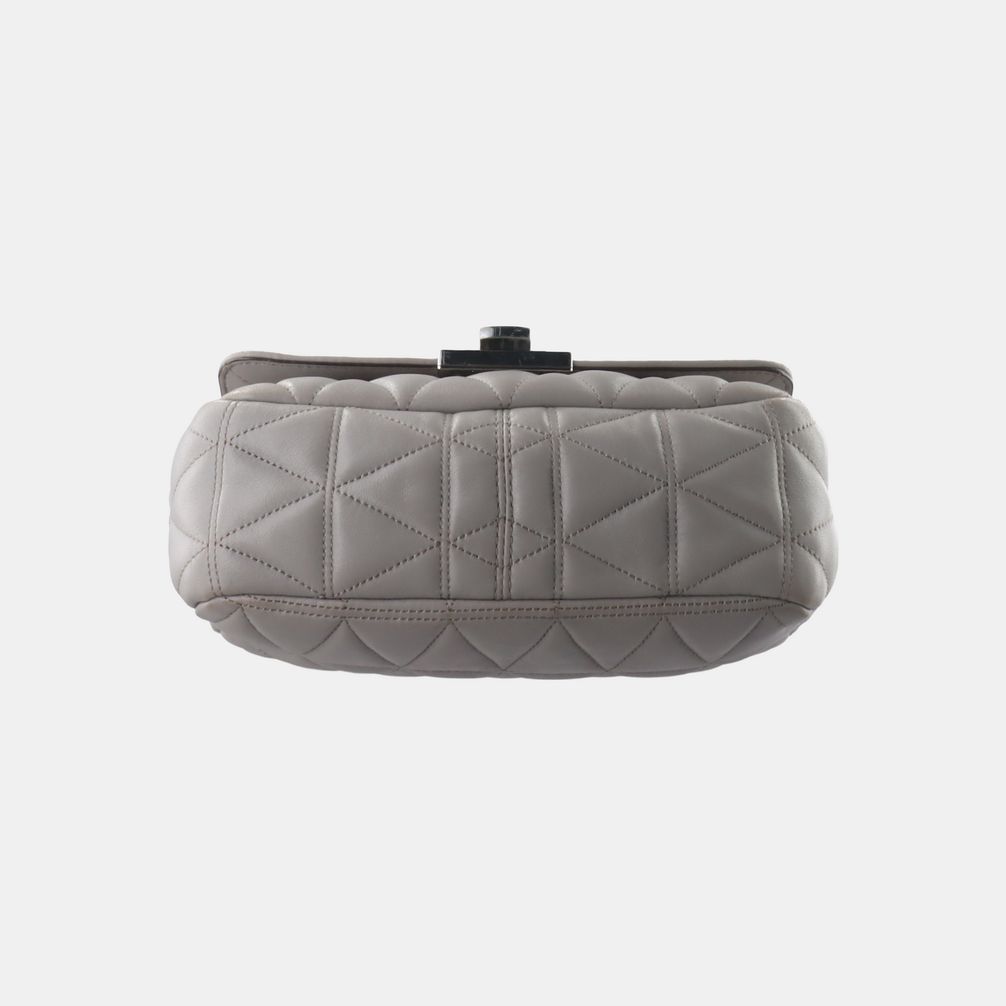 MICHAEL KORS Medium size Gray Cowhide Quilted Single Shoulder Bag Crossbody Silver Hardware-(SKU)-14349327