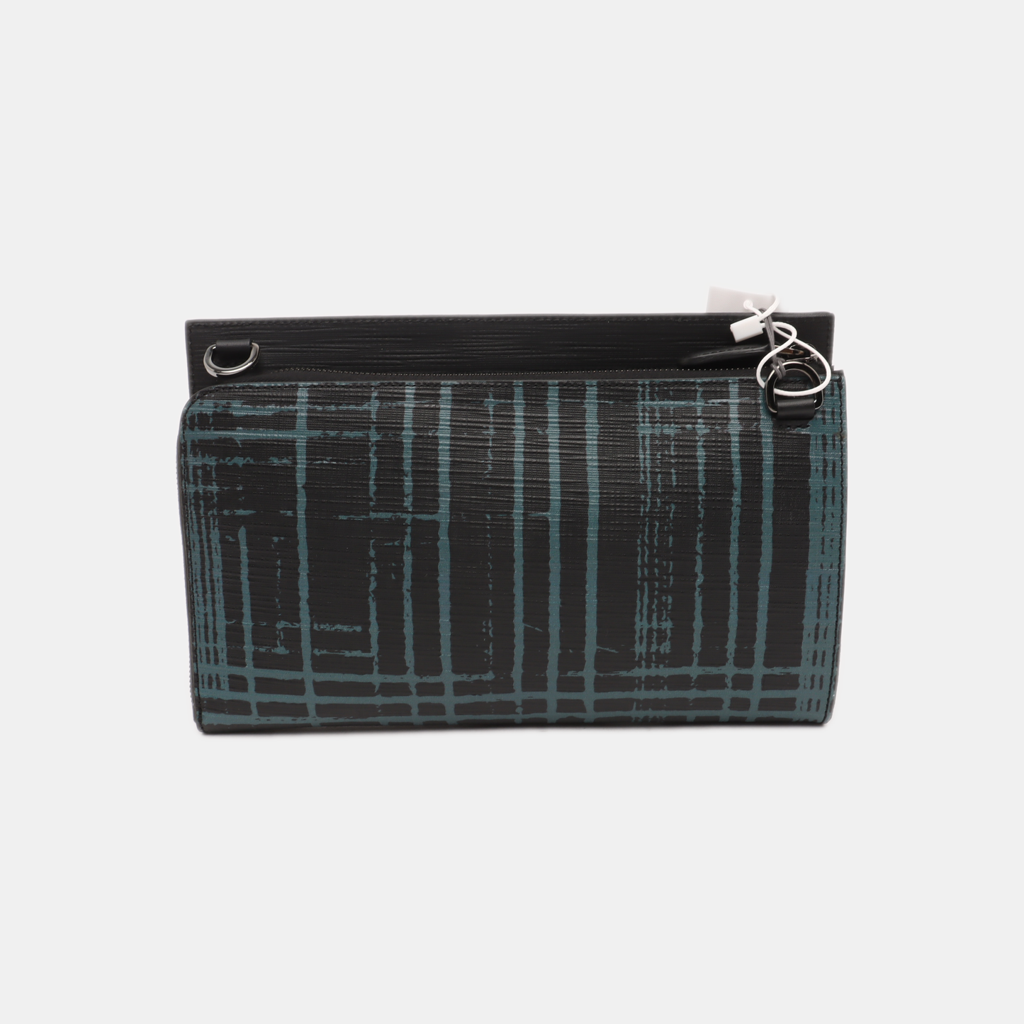 Ermenegildo Zegna Black Coated Canvas Printed Crossbody Bag Handbag Silver Hardware Removable shoulder strap-(SKU)-13762939