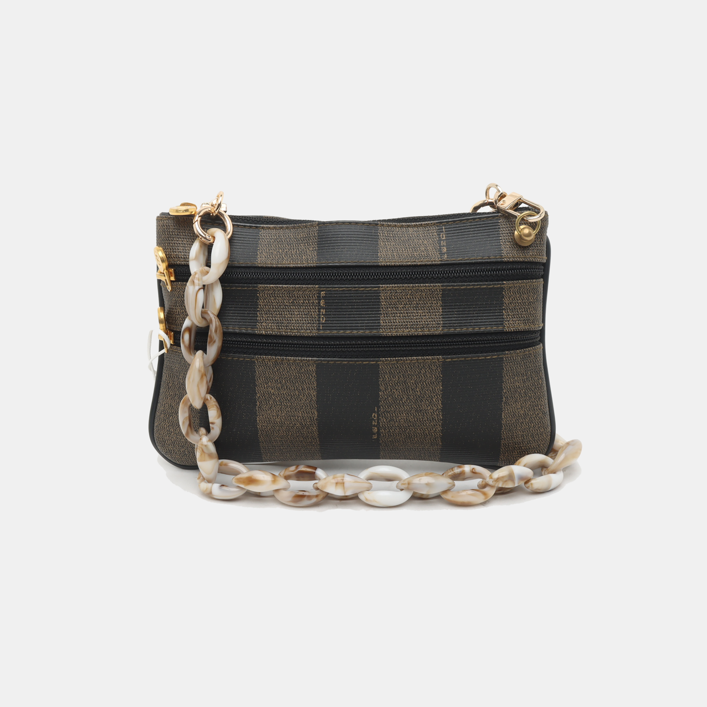 FENDI Brown Coated Canvas Handbag Golden hardware-(SKU)-936934936