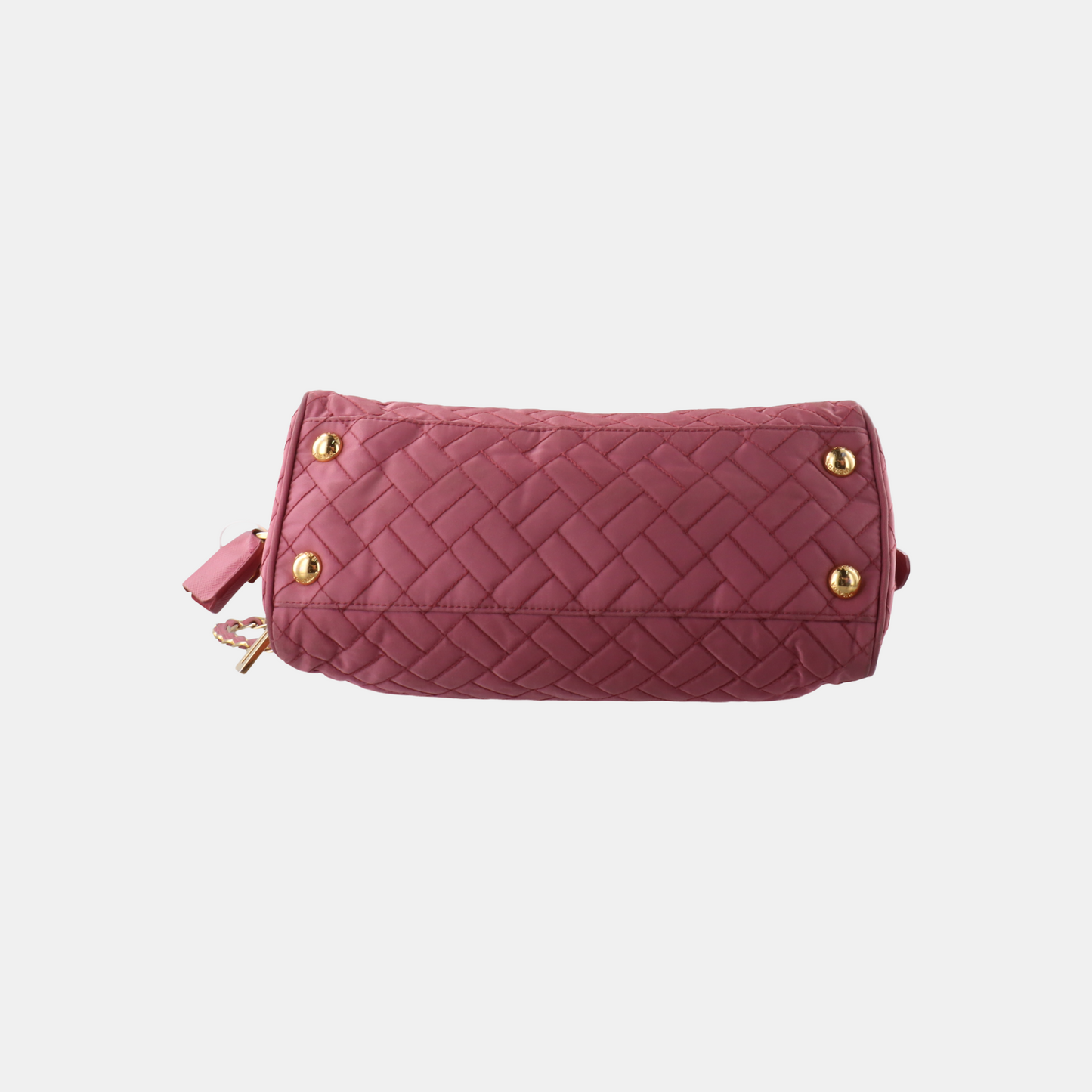 PRADA Pink Fabric Quilted Tassel Crossbody Bag Golden hardware-(SKU)-932708784