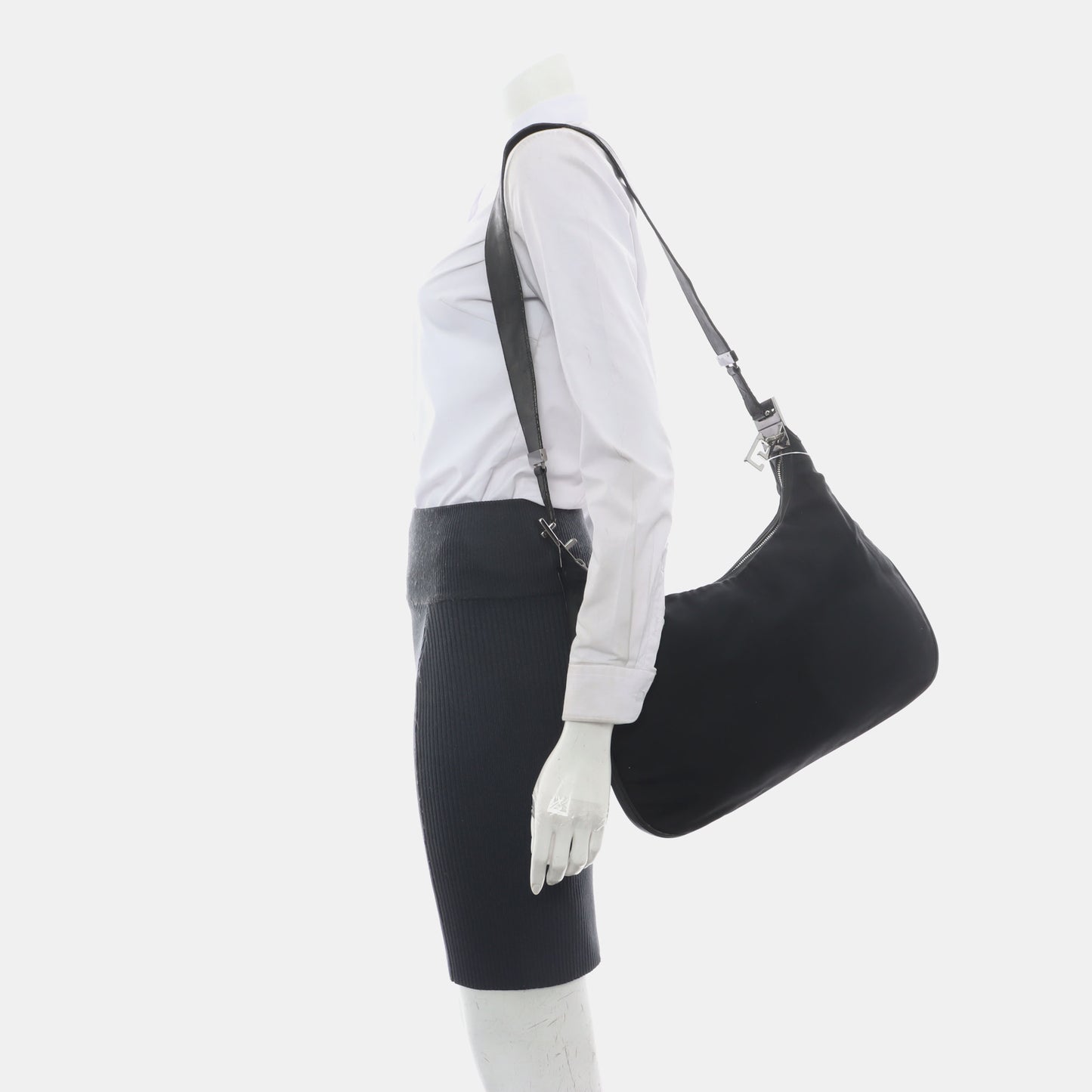 GUCCI Black Fabric Single Shoulder Bag Silver Hardware-(SKU)-13013526