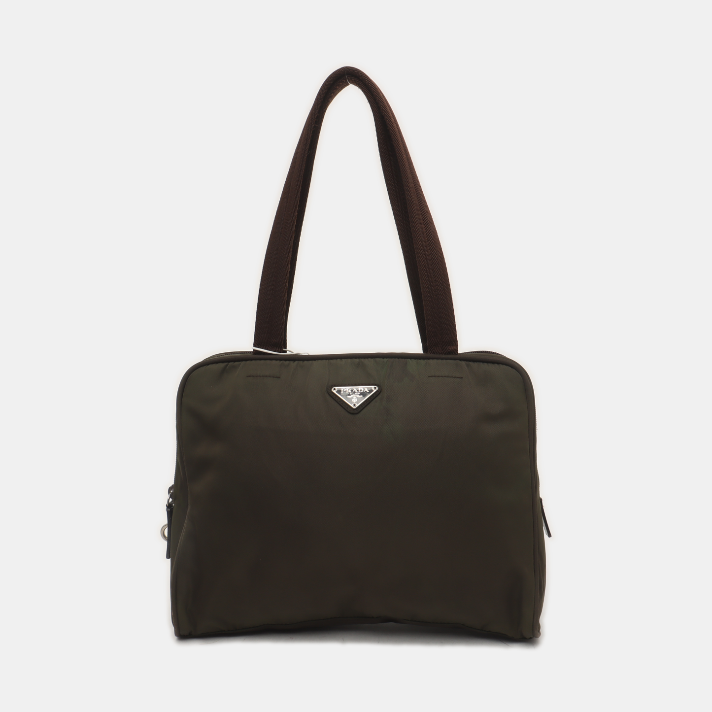 PRADA Tote bag Green Nylon Logo Handbag Silver Green Hardware-(SKU)-935552003