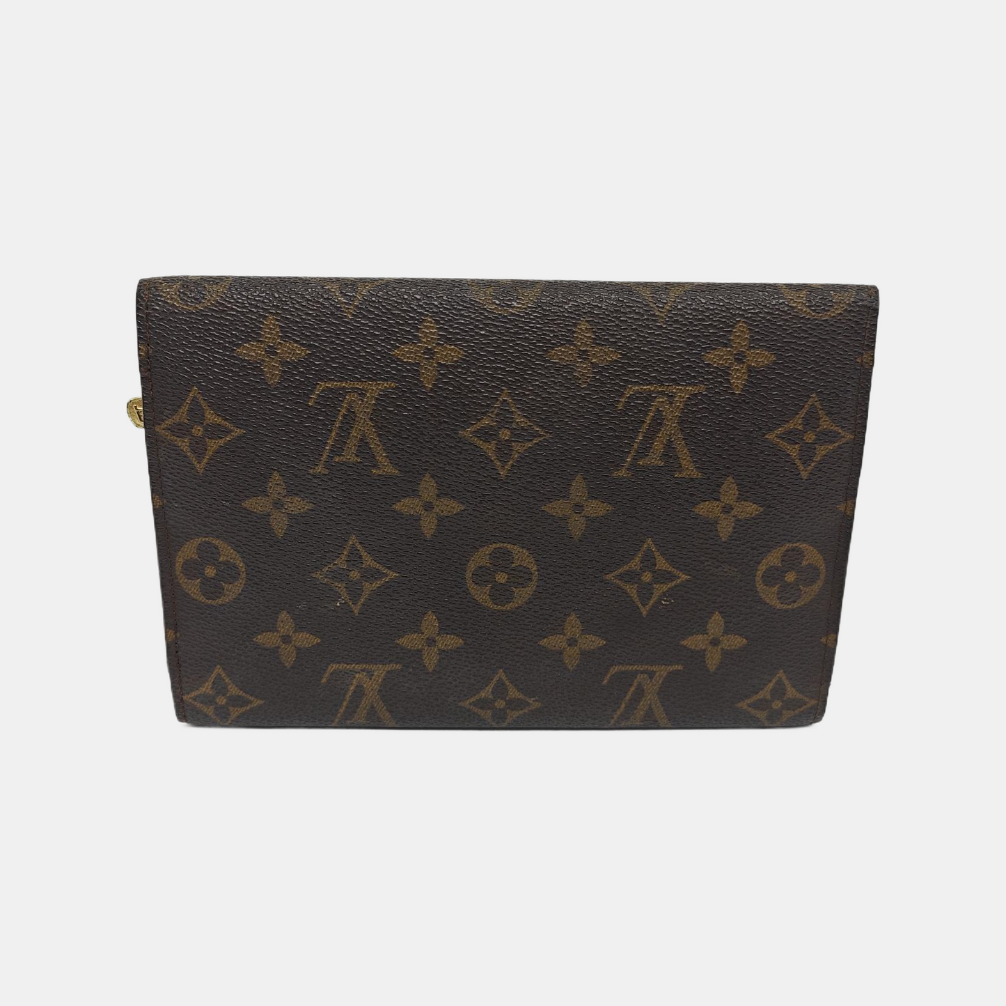 LOUIS VUITTON Brown Coated Canvas Monogrammed Tote Handbag Golden hardware Vintage model-(SKU)-944491586