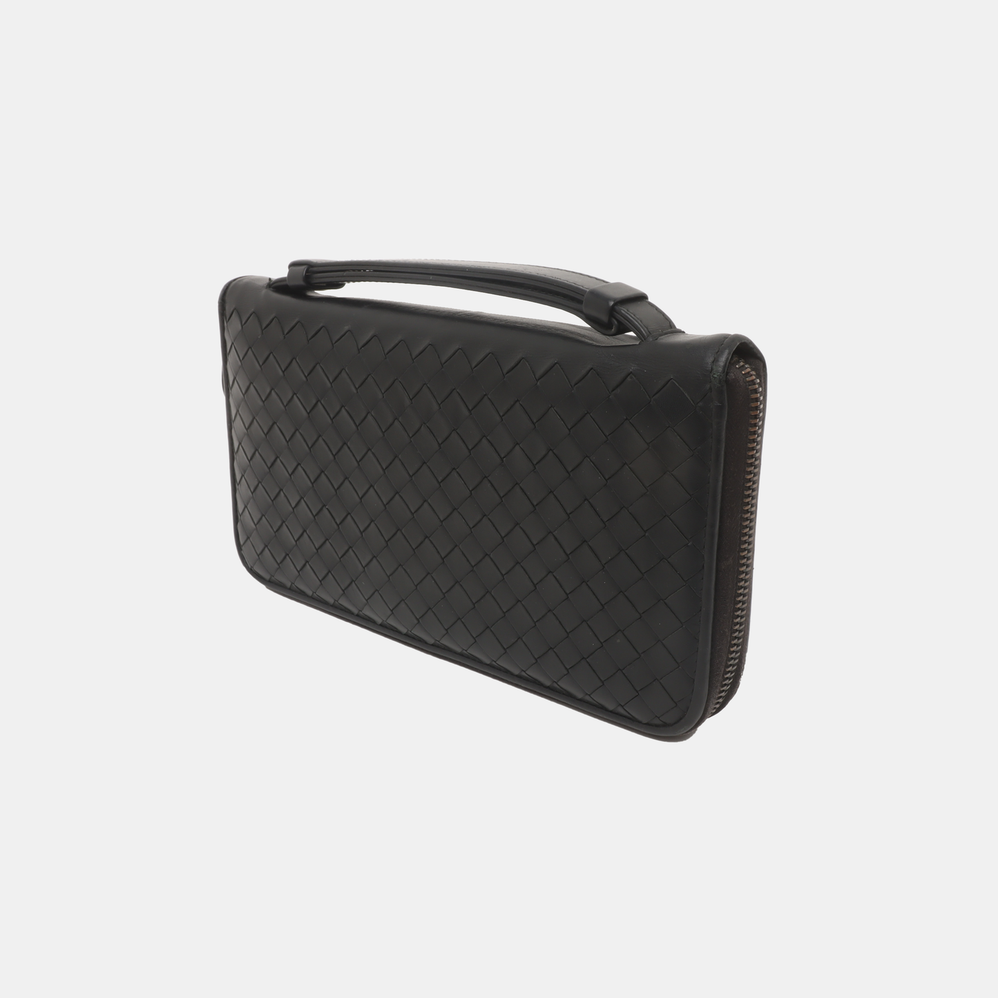 BOTTEGA VENETA Black Cowhide Woven Wallet Black hardware-(SKU)-932935096