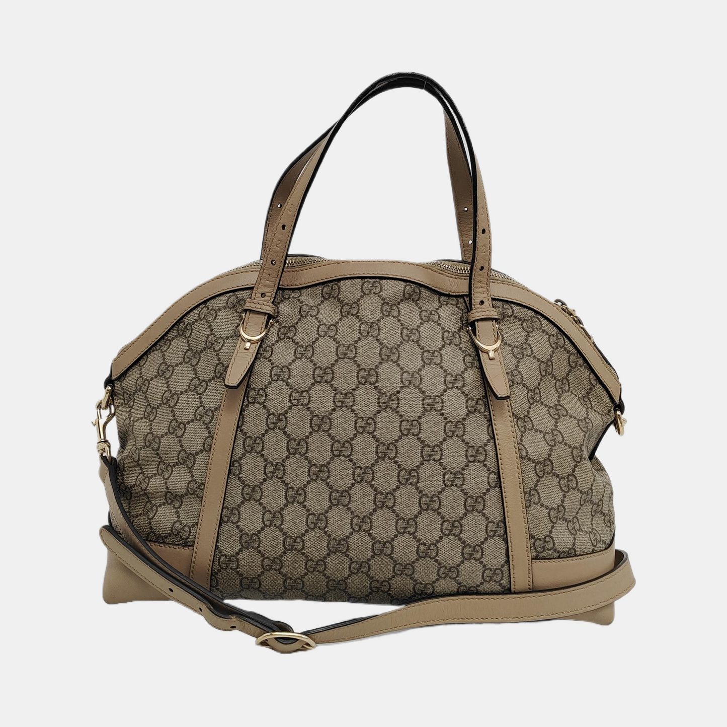 GUCCI GG Supreme Khaki Coated Canvas Monogrammed Single Shoulder Bag Tote Golden hardware Removable shoulder strap-(SKU)-944985050