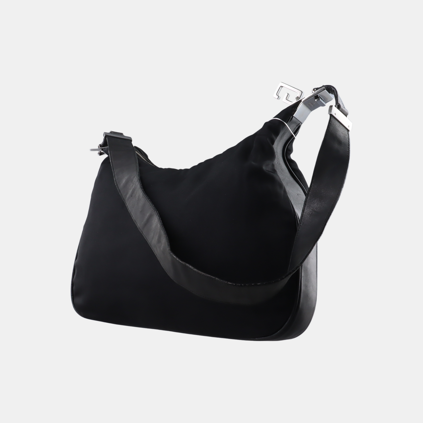 GUCCI Black Fabric Single Shoulder Bag Silver Hardware-(SKU)-13013526