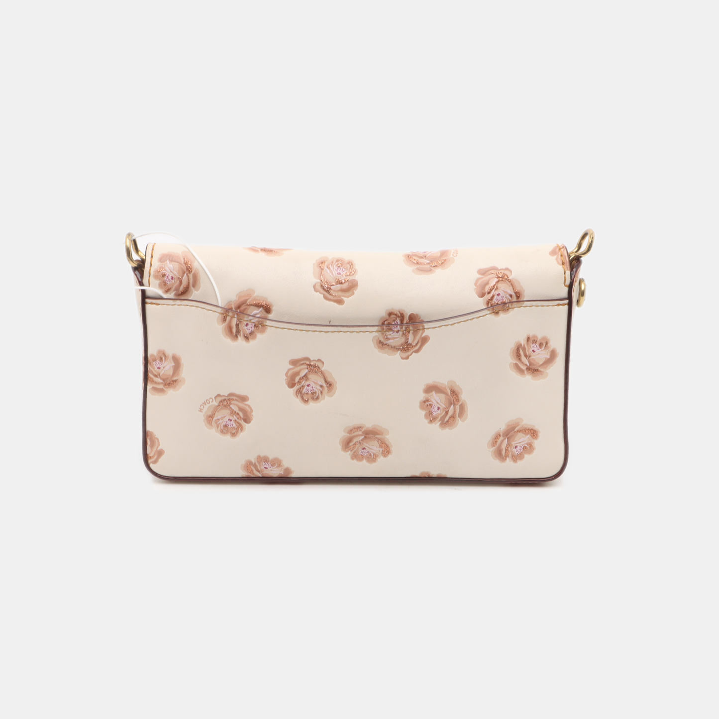 COACH DINKY Medium size White Leather Printed Sling Bag Golden hardware Removable shoulder strap-(SKU)-937355790