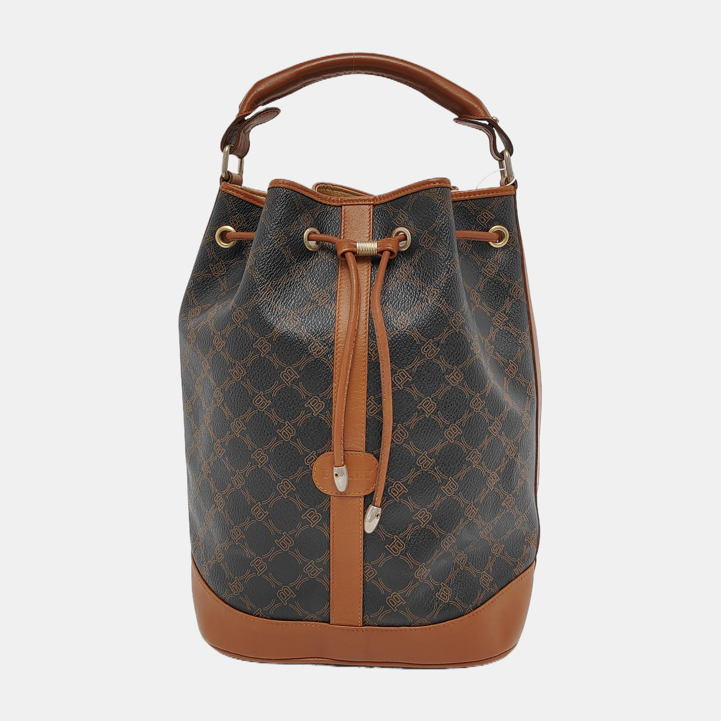 BALLY Bucket bag Black Coated Canvas Tote Bag Golden hardware-(SKU)-943650980
