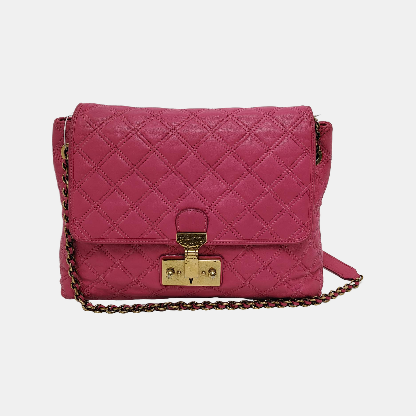 MARC JACOBS Fuchsia Leather Quilted Crossbody Bag Golden hardware-(SKU)-944011217