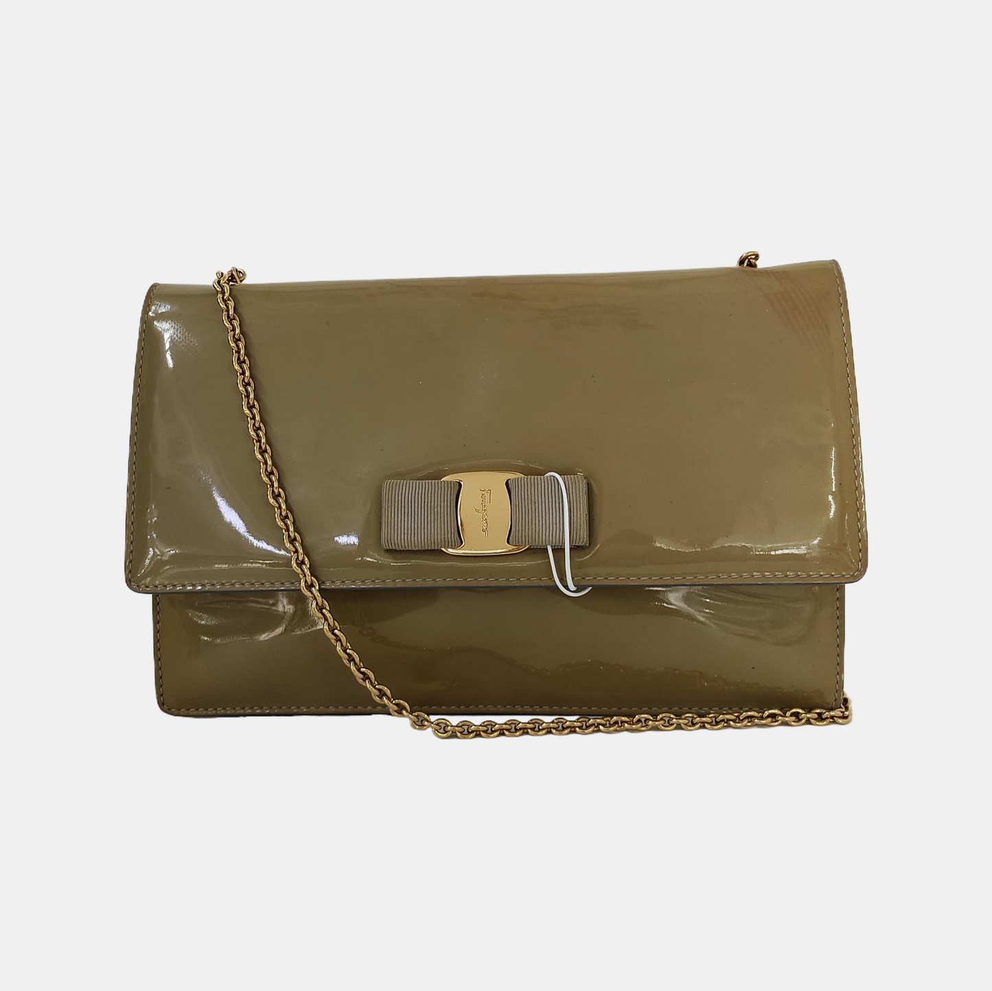 FERRAGAMO Ginny Green Cowhide Single Shoulder Bag Crossbody Golden hardware-(SKU)-942638146