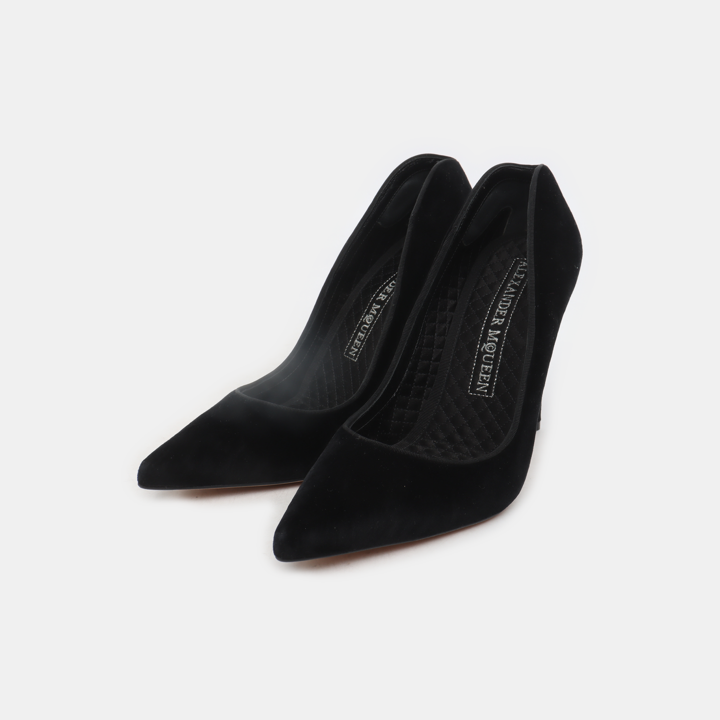 Alexander McQUEEN 37code Summer Black Suede Leather Women's High Heels-(SKU)-13863672