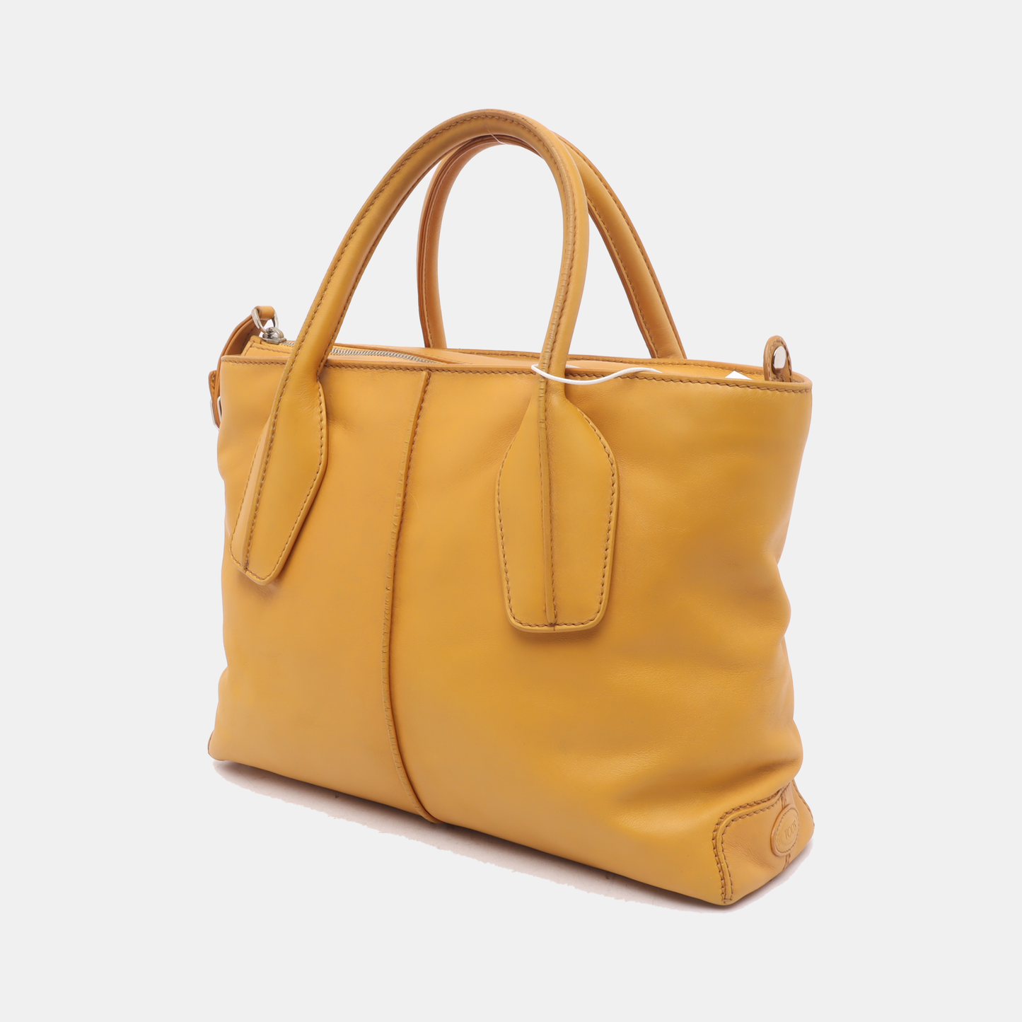 TOD'S D-Styling Ginger Yellow Leather Single Shoulder Tote Bag Silver Hardware Removable shoulder strap-(SKU)-929917405