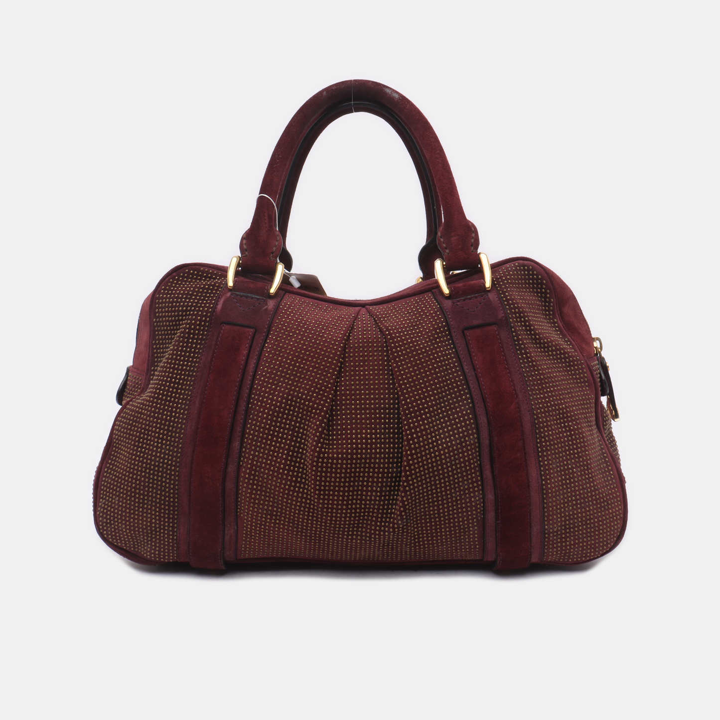 BURBERRY Purple Velvet Leather Tote Bag Golden hardware-(SKU)-12946177